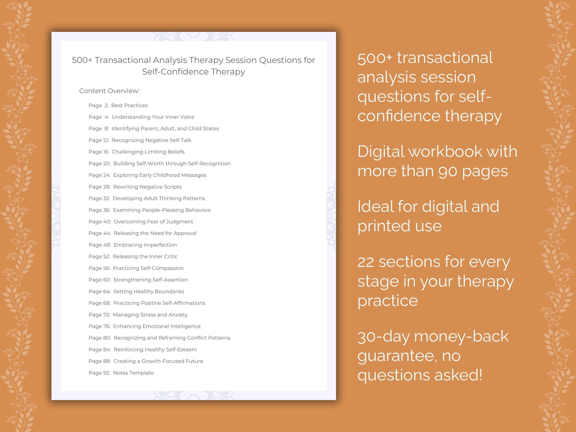 Self-Confidence Transactional Analysis Therapist Worksheets