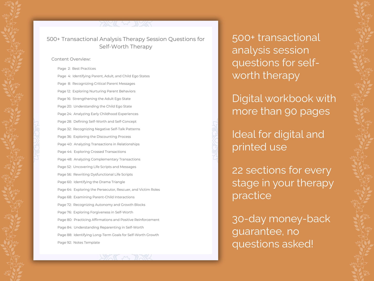 Self-Worth Transactional Analysis Therapist Worksheets