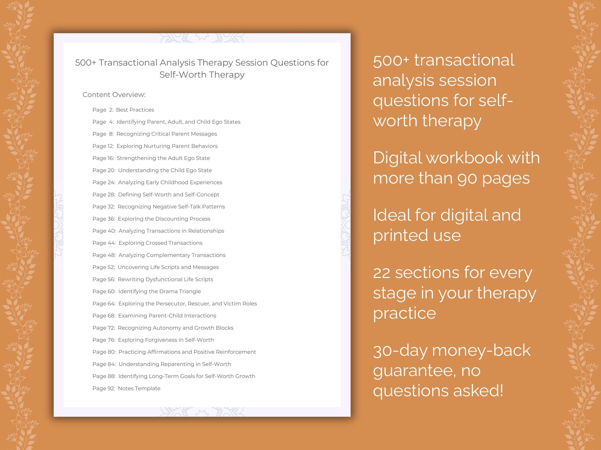 Self-Worth Transactional Analysis Therapist Worksheets