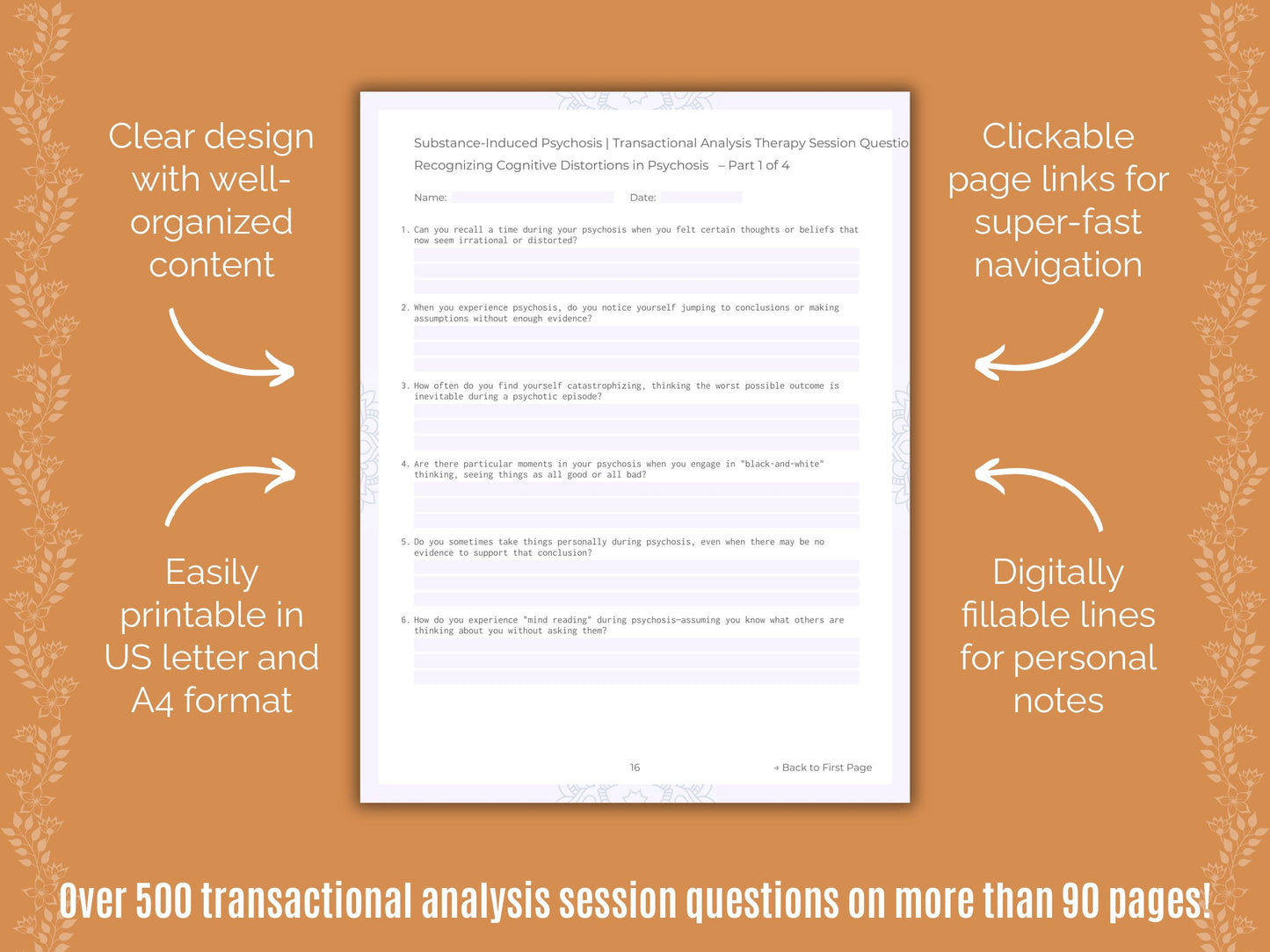 Substance-Induced Psychosis Transactional Analysis Counseling Templates