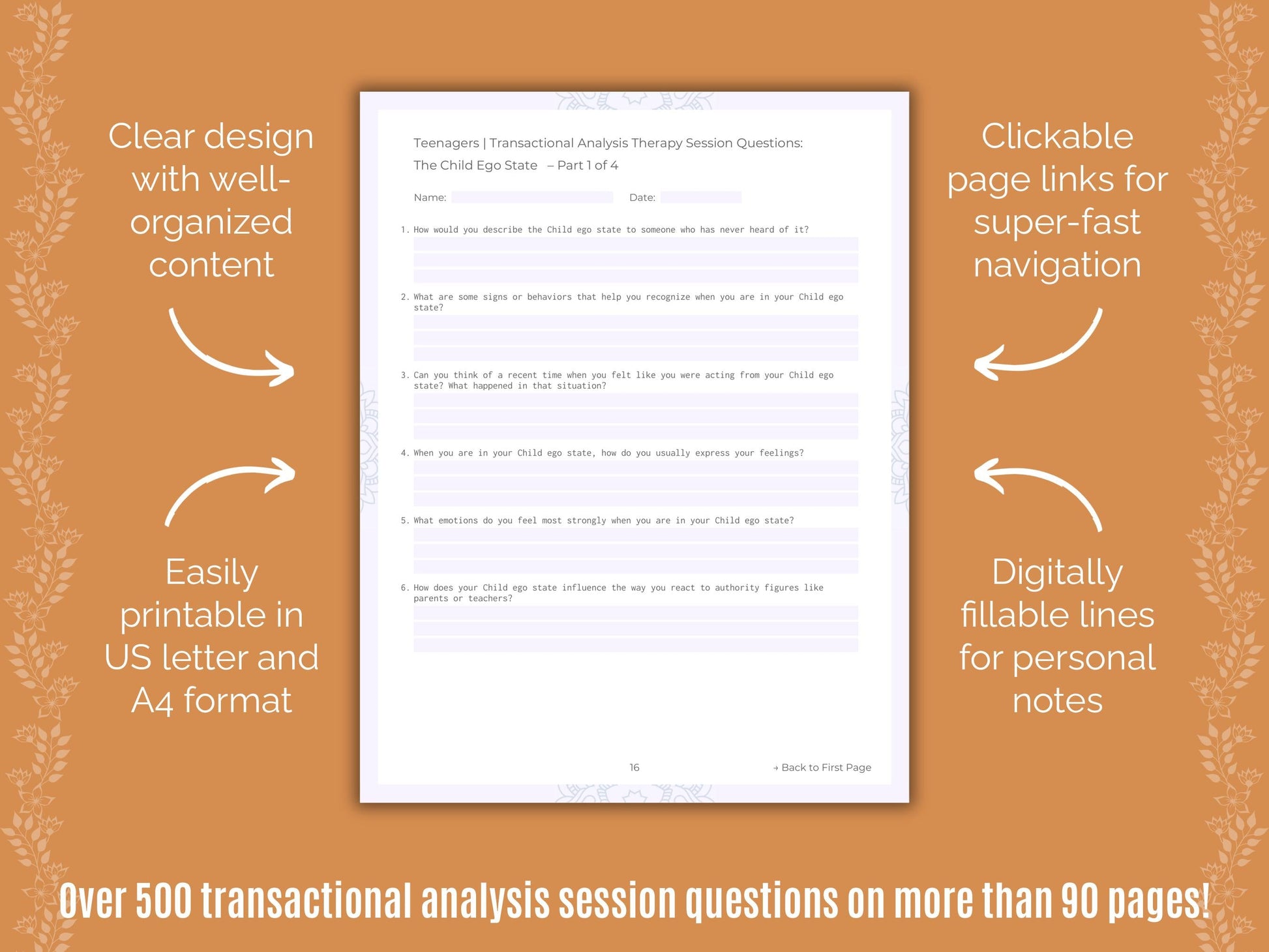 Teenagers Transactional Analysis Counseling Templates