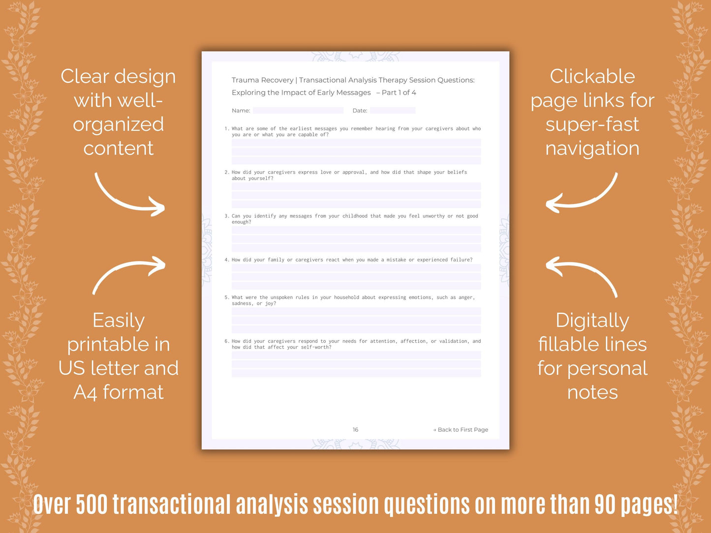 Trauma Recovery Transactional Analysis Counseling Templates