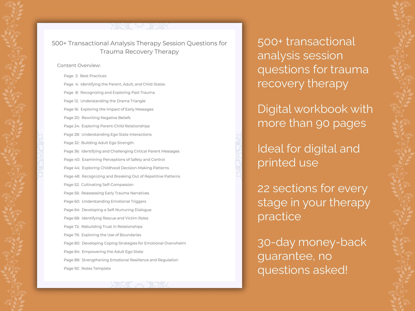 Trauma Recovery Transactional Analysis Therapist Worksheets