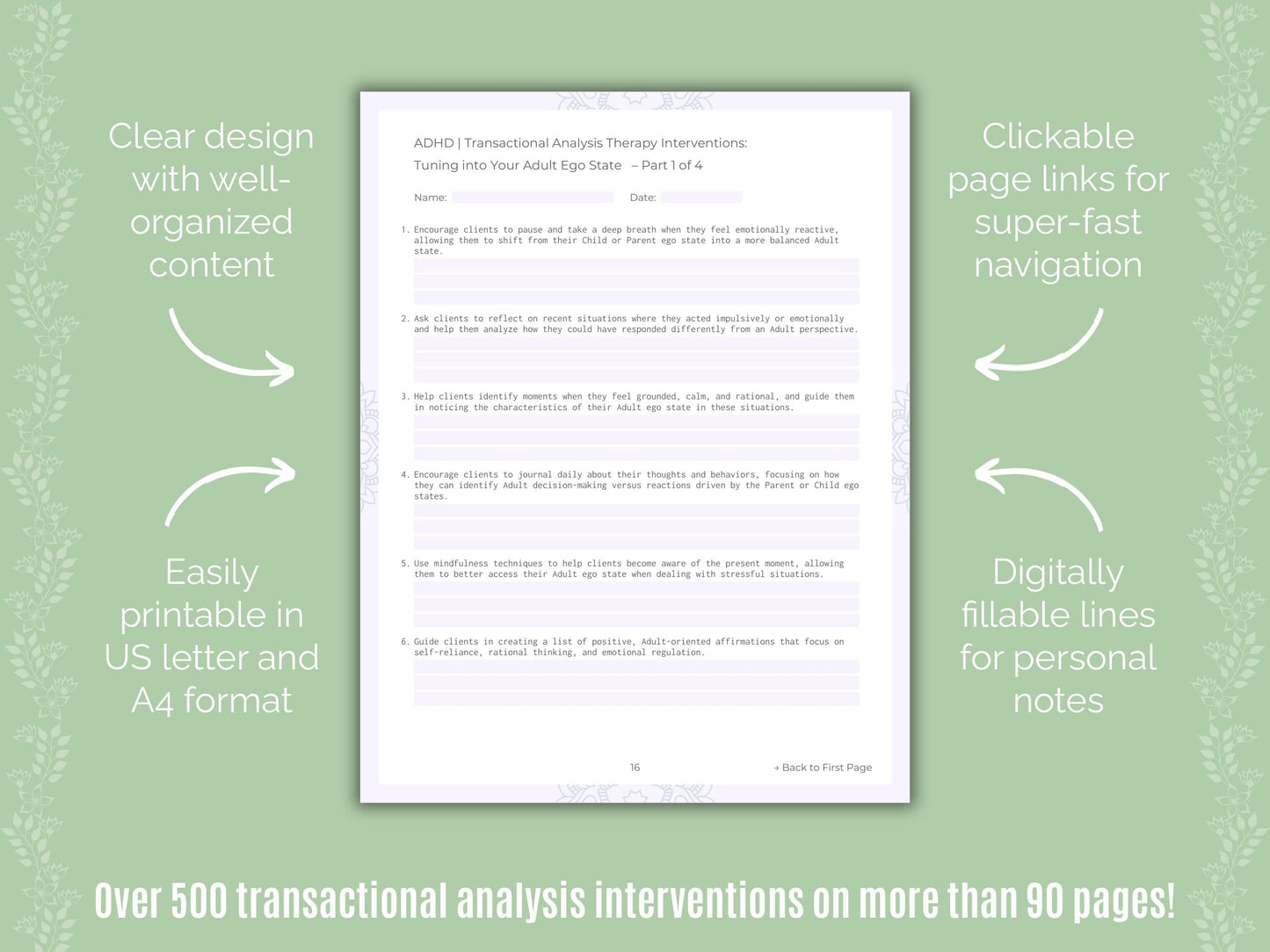 ADHD Transactional Analysis Counseling Templates