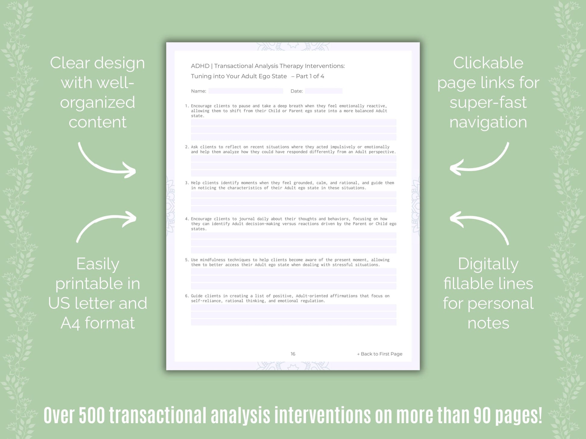 ADHD Transactional Analysis Counseling Templates