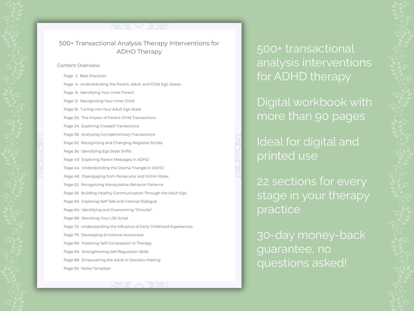 ADHD Transactional Analysis Therapist Worksheets