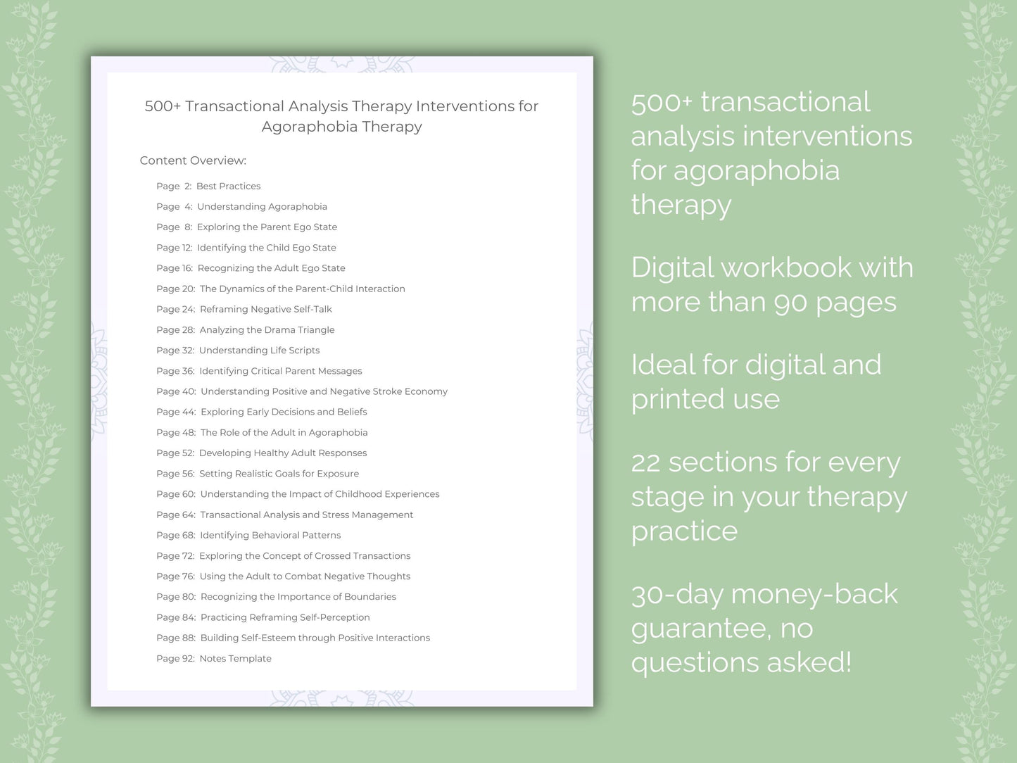 Agoraphobia Transactional Analysis Therapist Worksheets