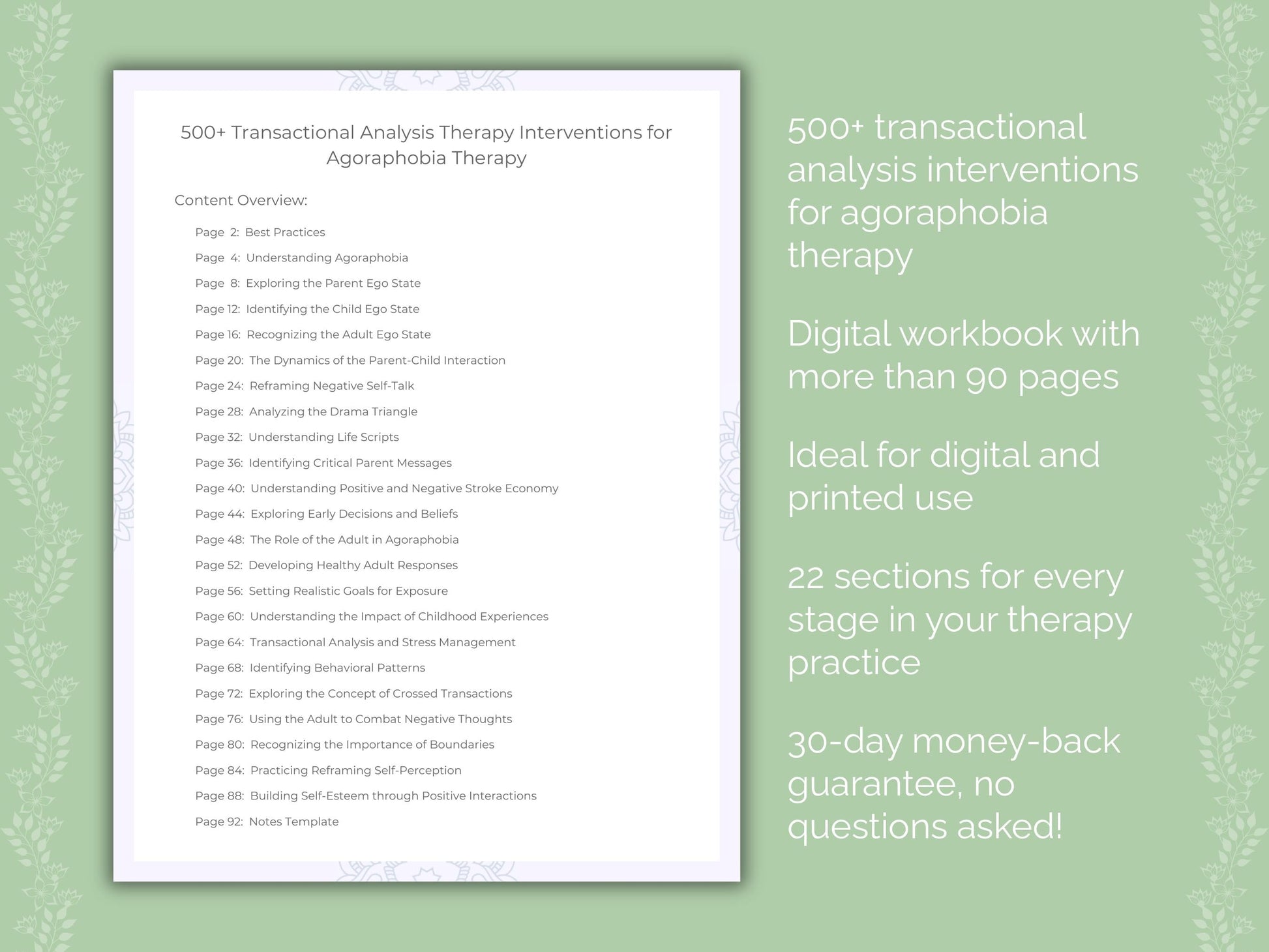 Agoraphobia Transactional Analysis Therapist Worksheets