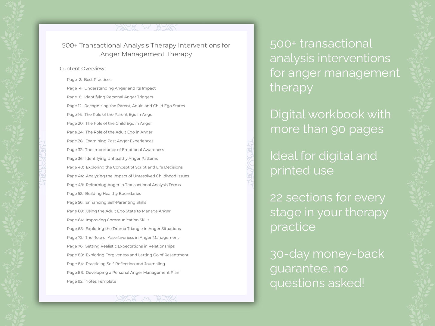 Anger Management Transactional Analysis Therapist Worksheets