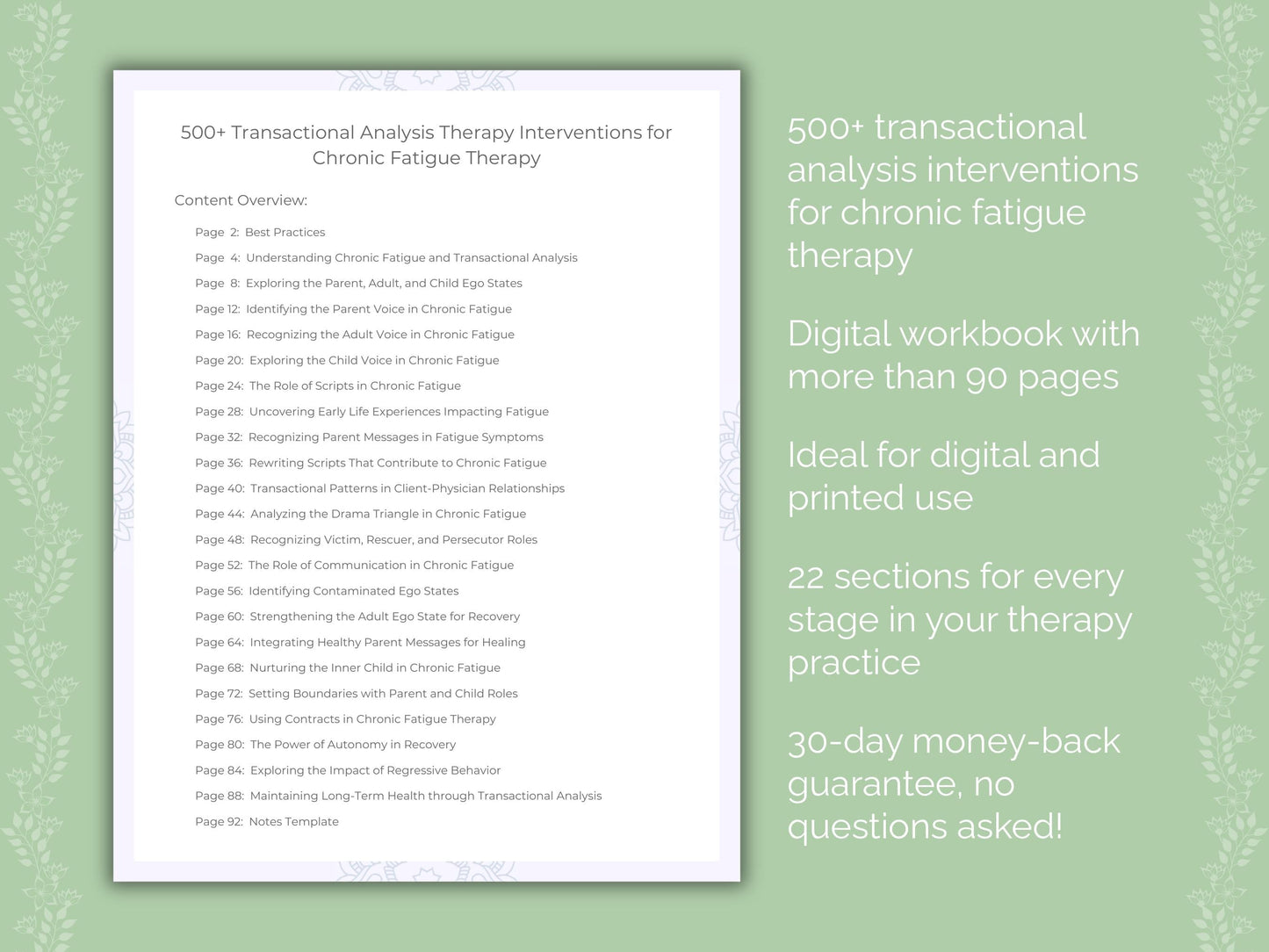 Chronic Fatigue Transactional Analysis Therapist Worksheets
