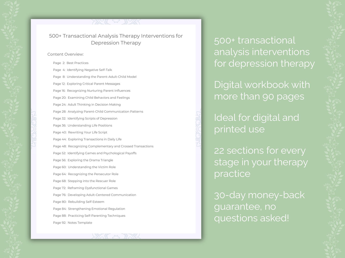 Depression Transactional Analysis Therapist Worksheets