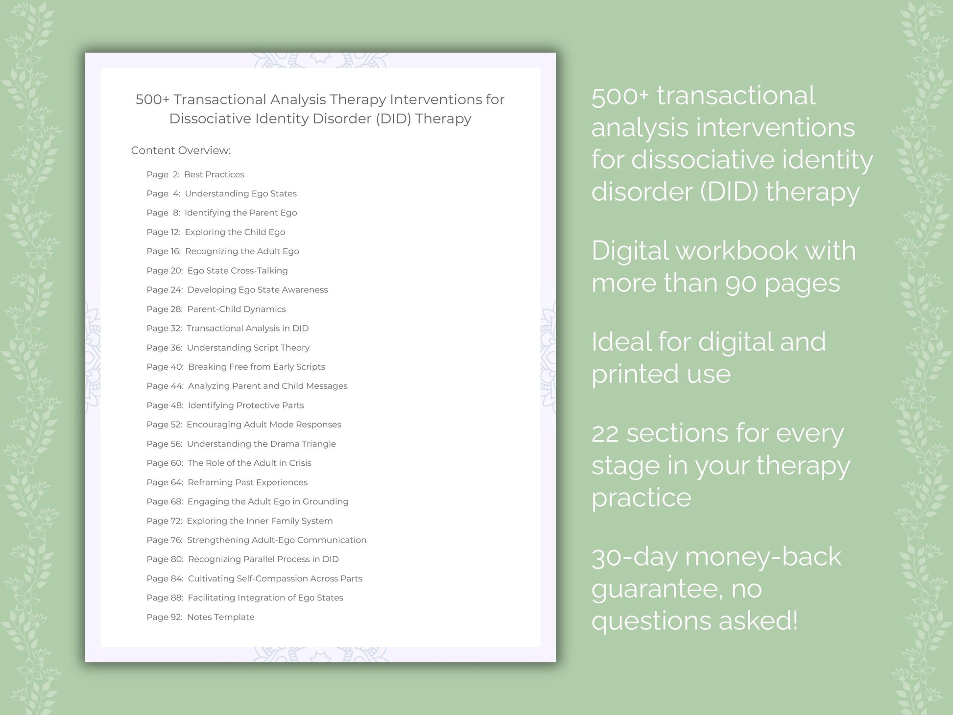 Dissociative Identity Disorder (DID) Transactional Analysis Therapist Worksheets