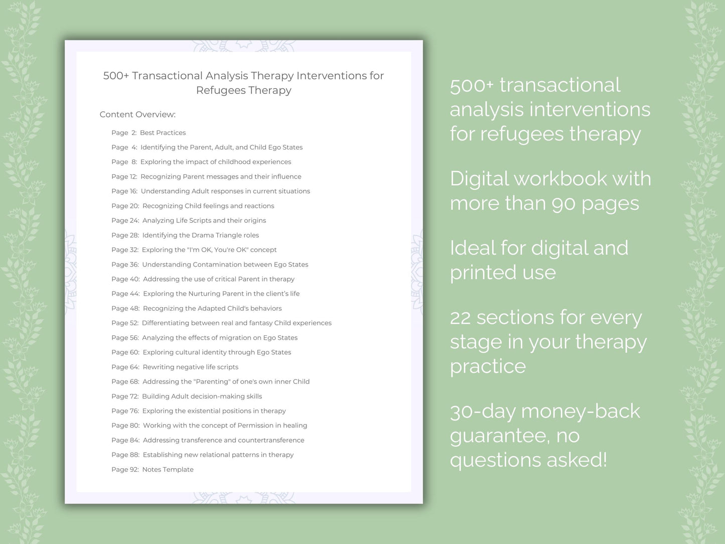 Refugees Transactional Analysis Therapist Worksheets