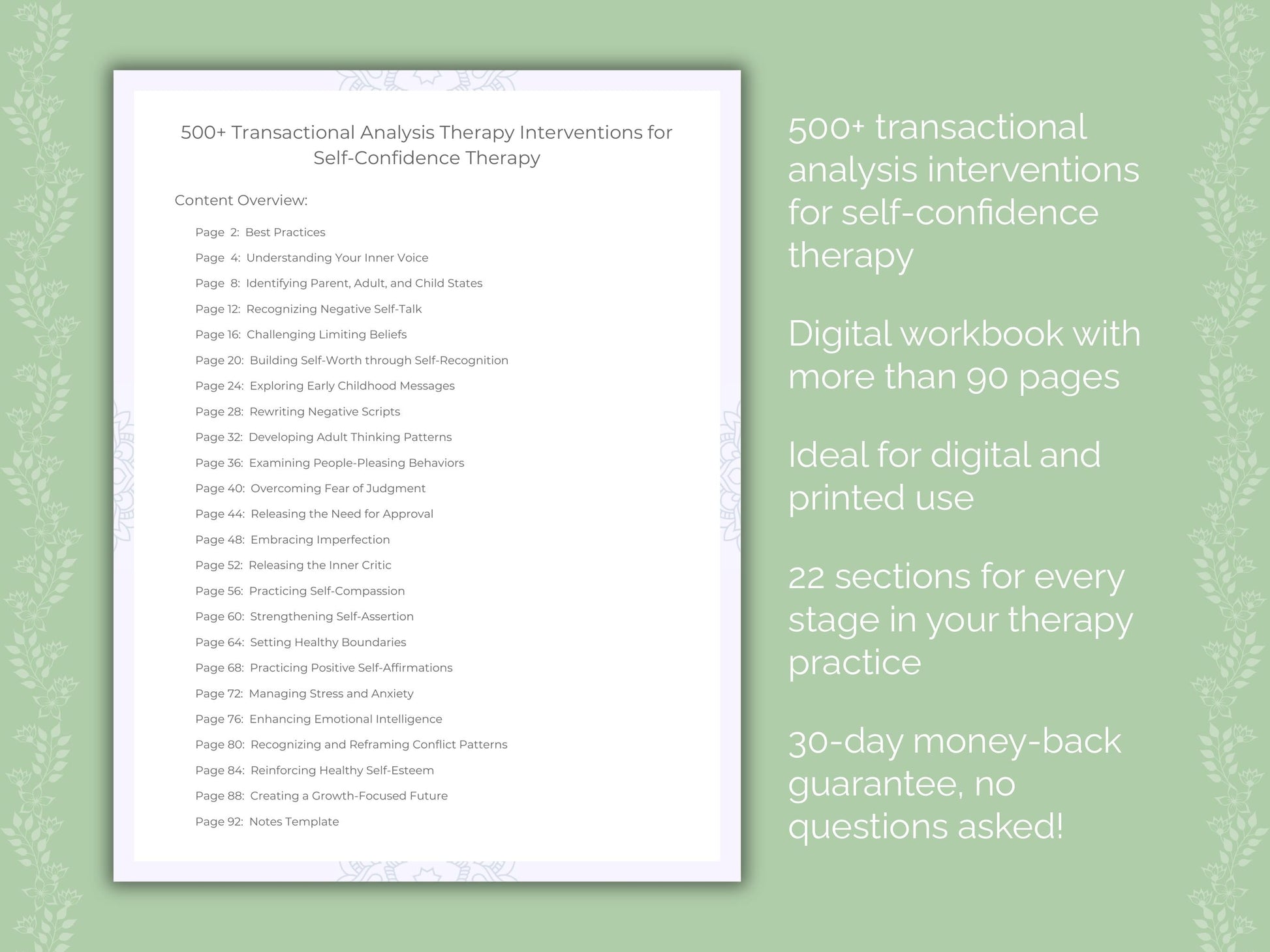 Self-Confidence Transactional Analysis Therapist Worksheets