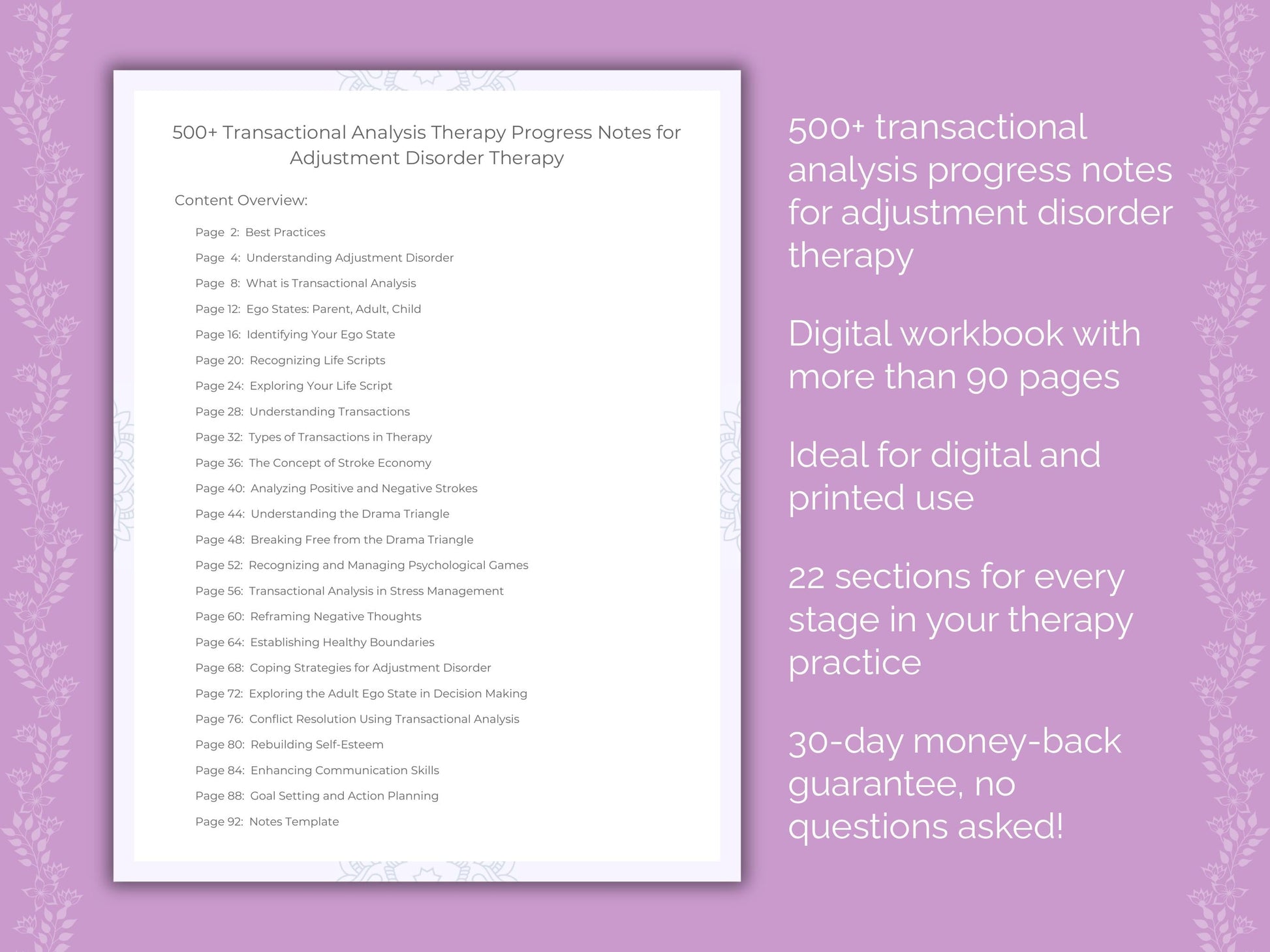 Adjustment Disorder Transactional Analysis Therapist Worksheets