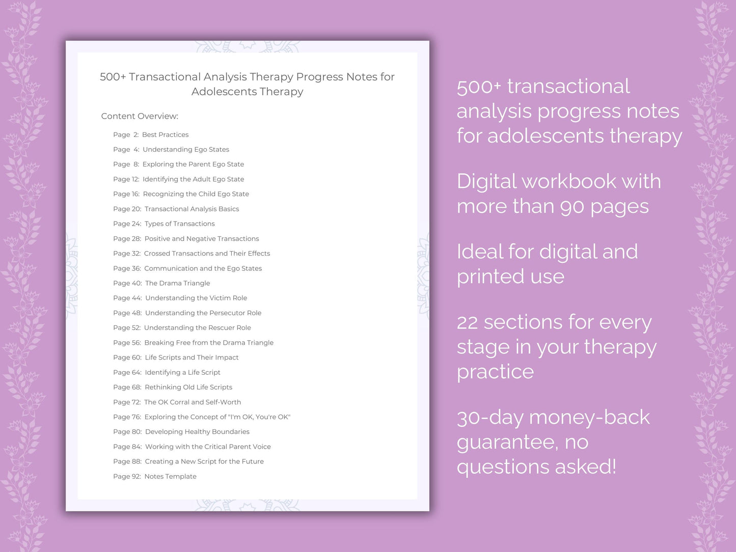 Adolescents Transactional Analysis Therapist Worksheets