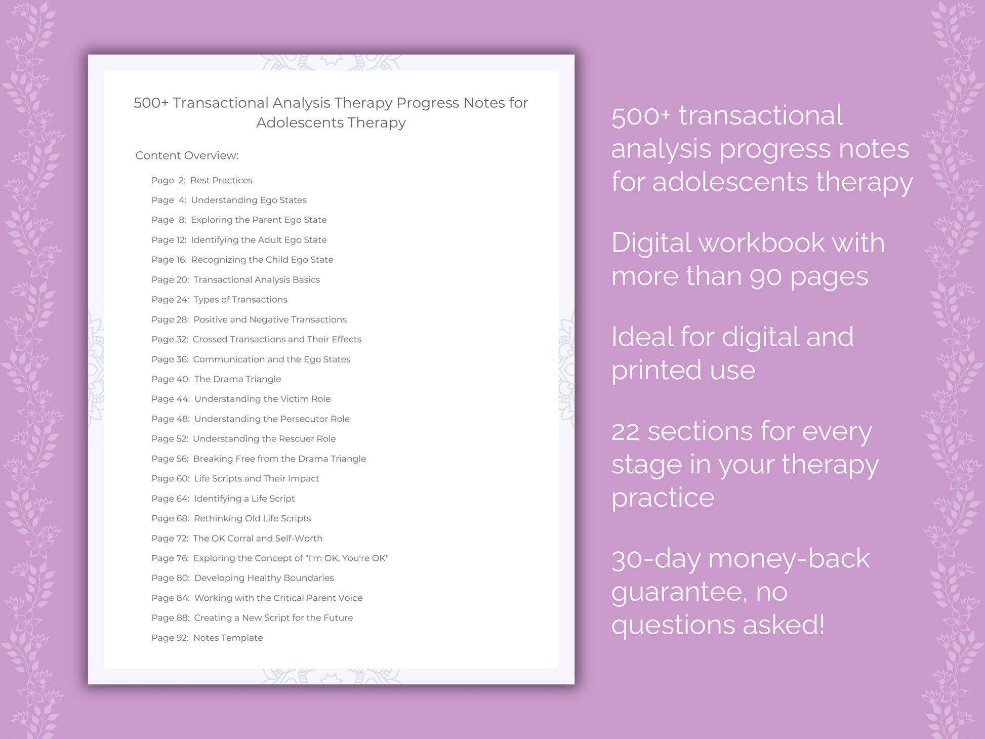 Adolescents Transactional Analysis Therapist Worksheets
