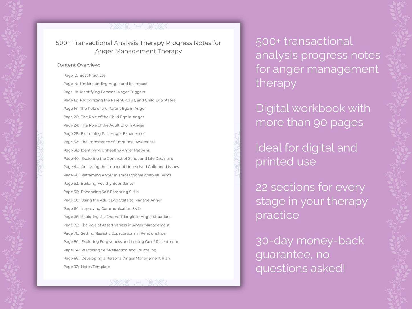 Anger Management Transactional Analysis Therapist Worksheets