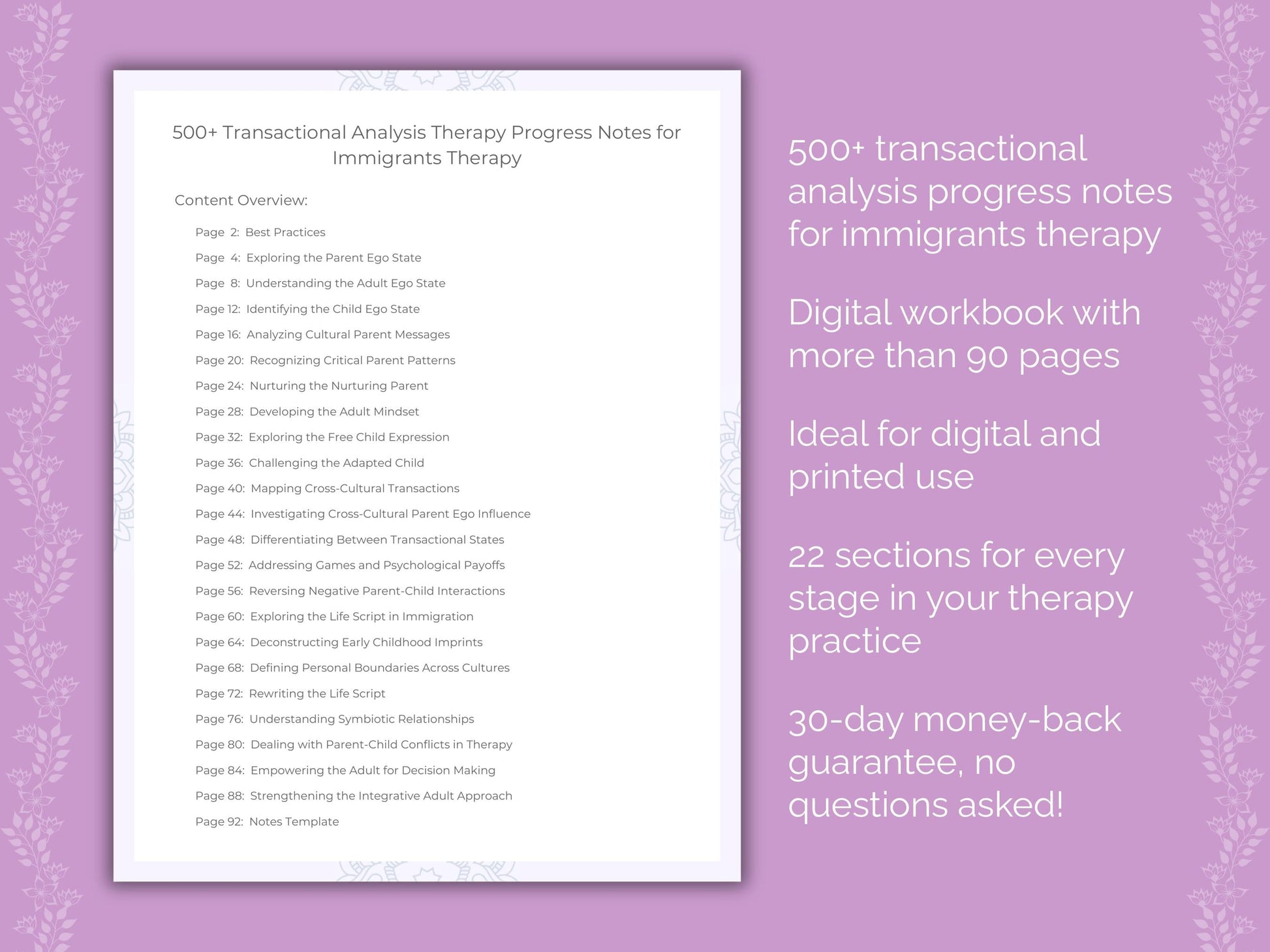 Immigrants Transactional Analysis Therapist Worksheets