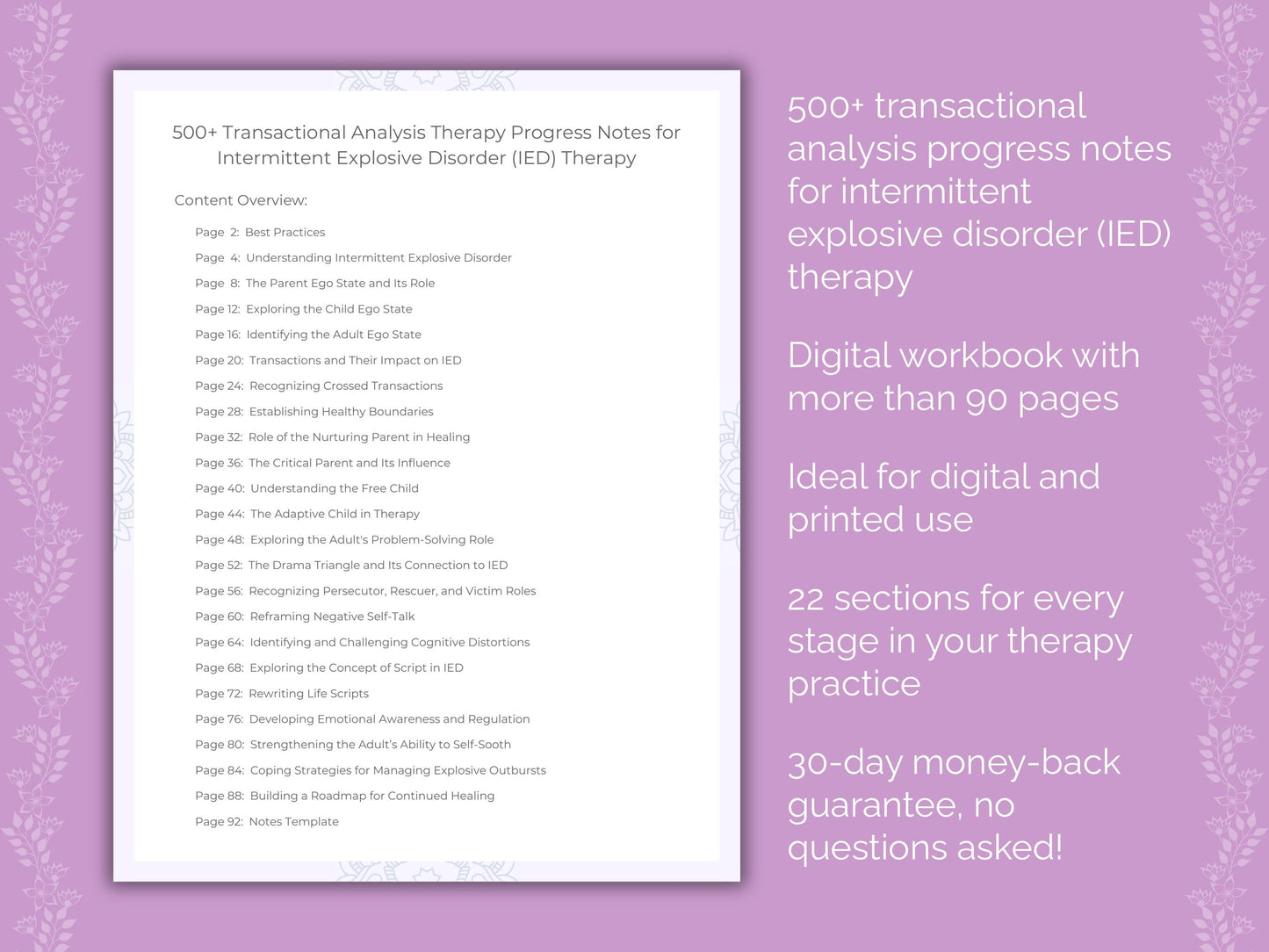 Intermittent Explosive Disorder (IED) Transactional Analysis Therapist Worksheets