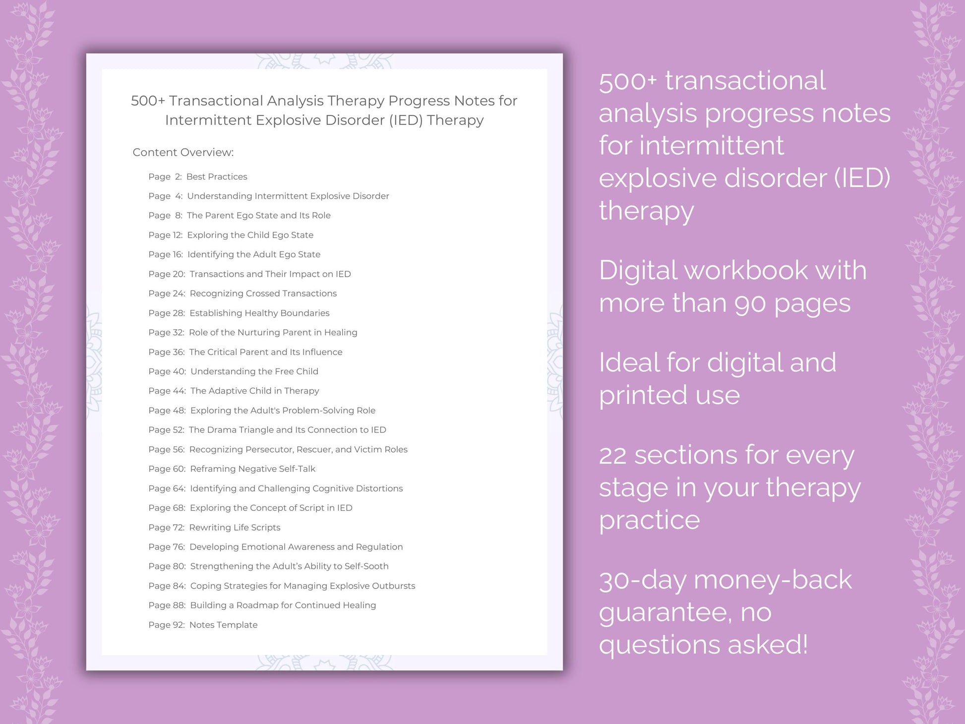 Intermittent Explosive Disorder (IED) Transactional Analysis Therapist Worksheets