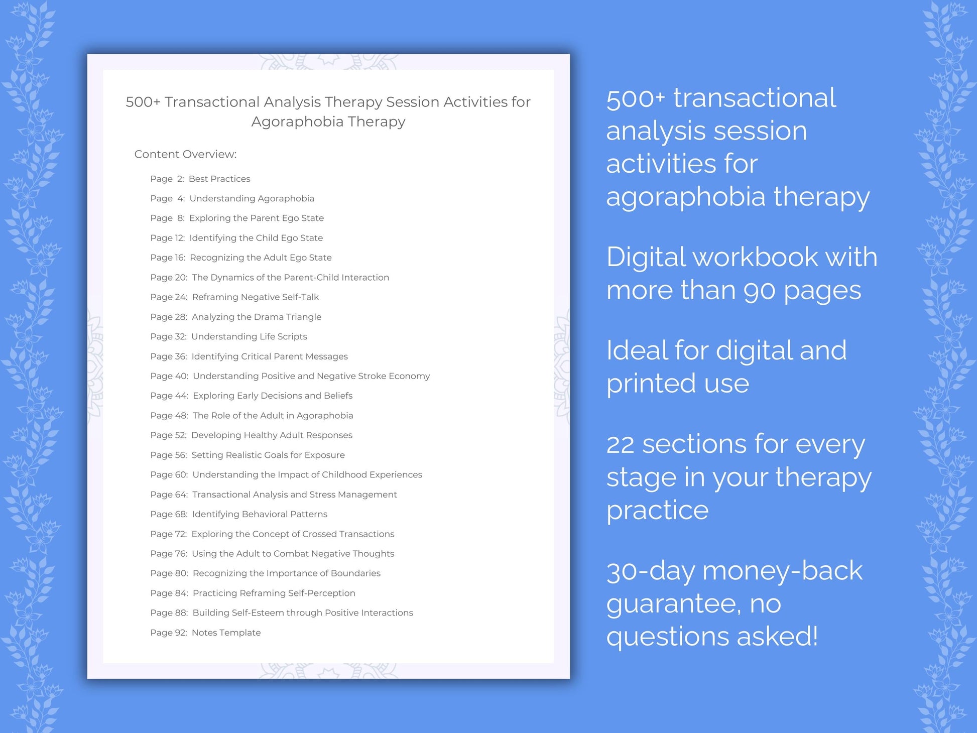 Agoraphobia Transactional Analysis Therapist Worksheets