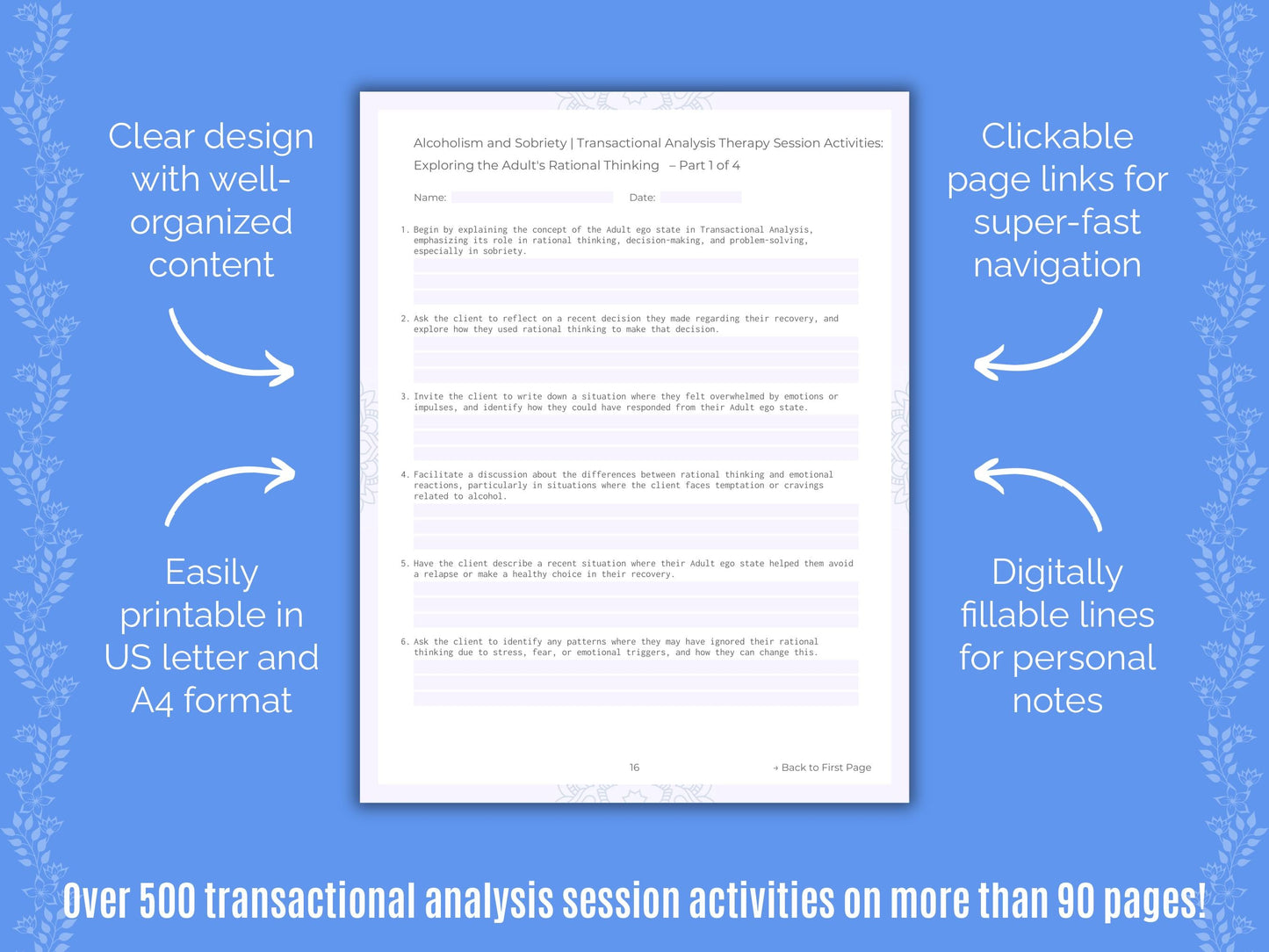 Alcoholism and Sobriety Transactional Analysis Counseling Templates