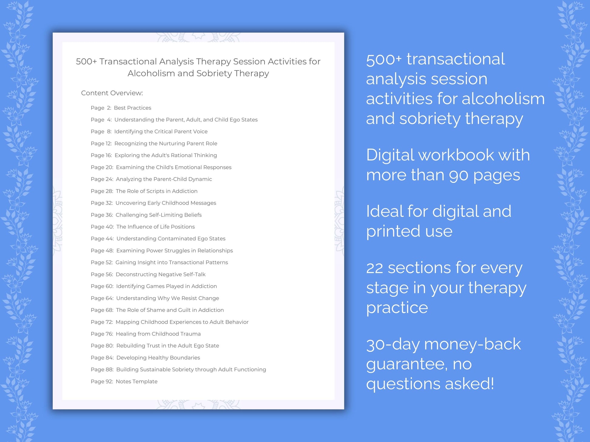 Alcoholism and Sobriety Transactional Analysis Therapist Worksheets