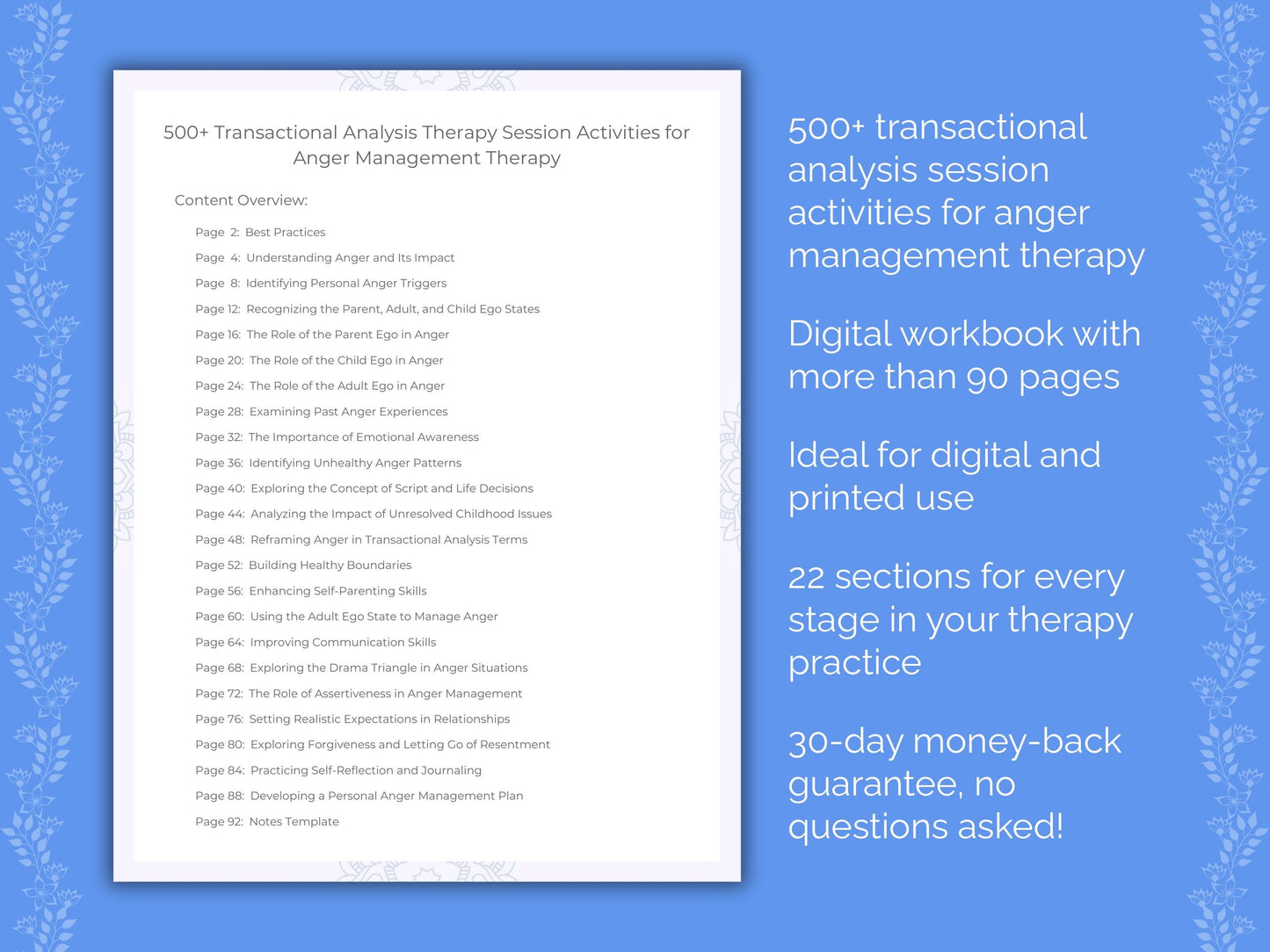 Anger Management Transactional Analysis Therapist Worksheets