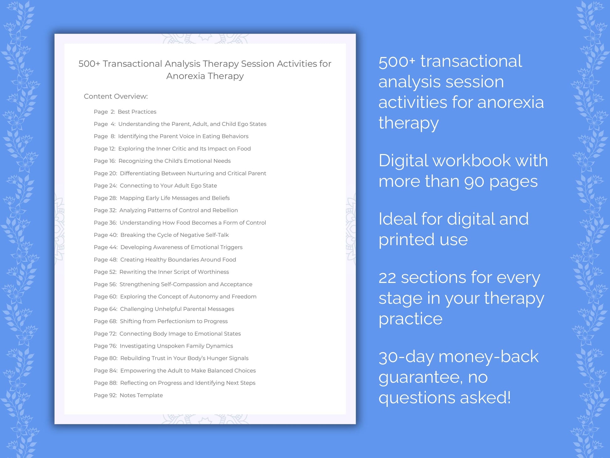 Anorexia Transactional Analysis Therapist Worksheets