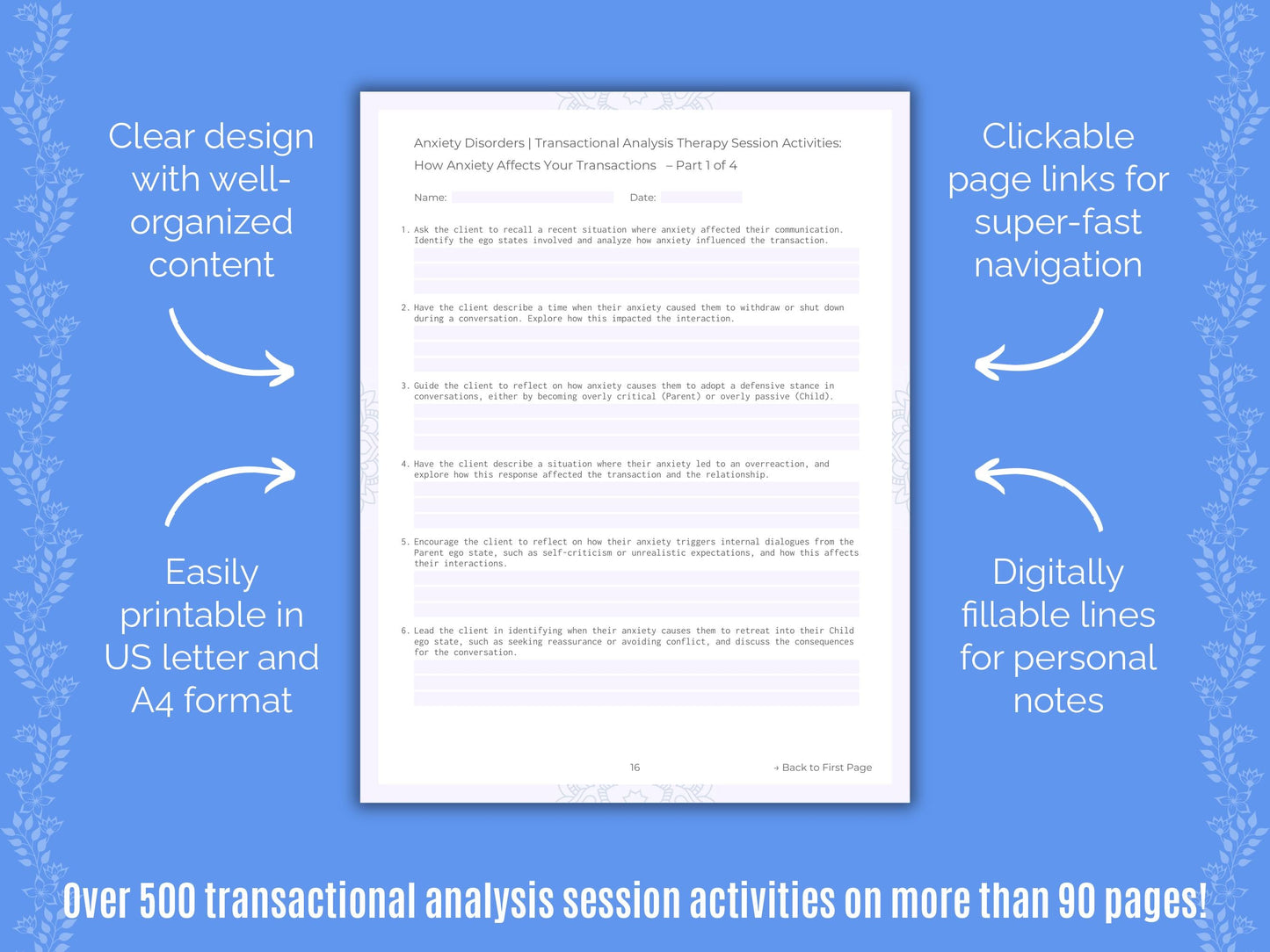 Anxiety Disorders Transactional Analysis Counseling Templates