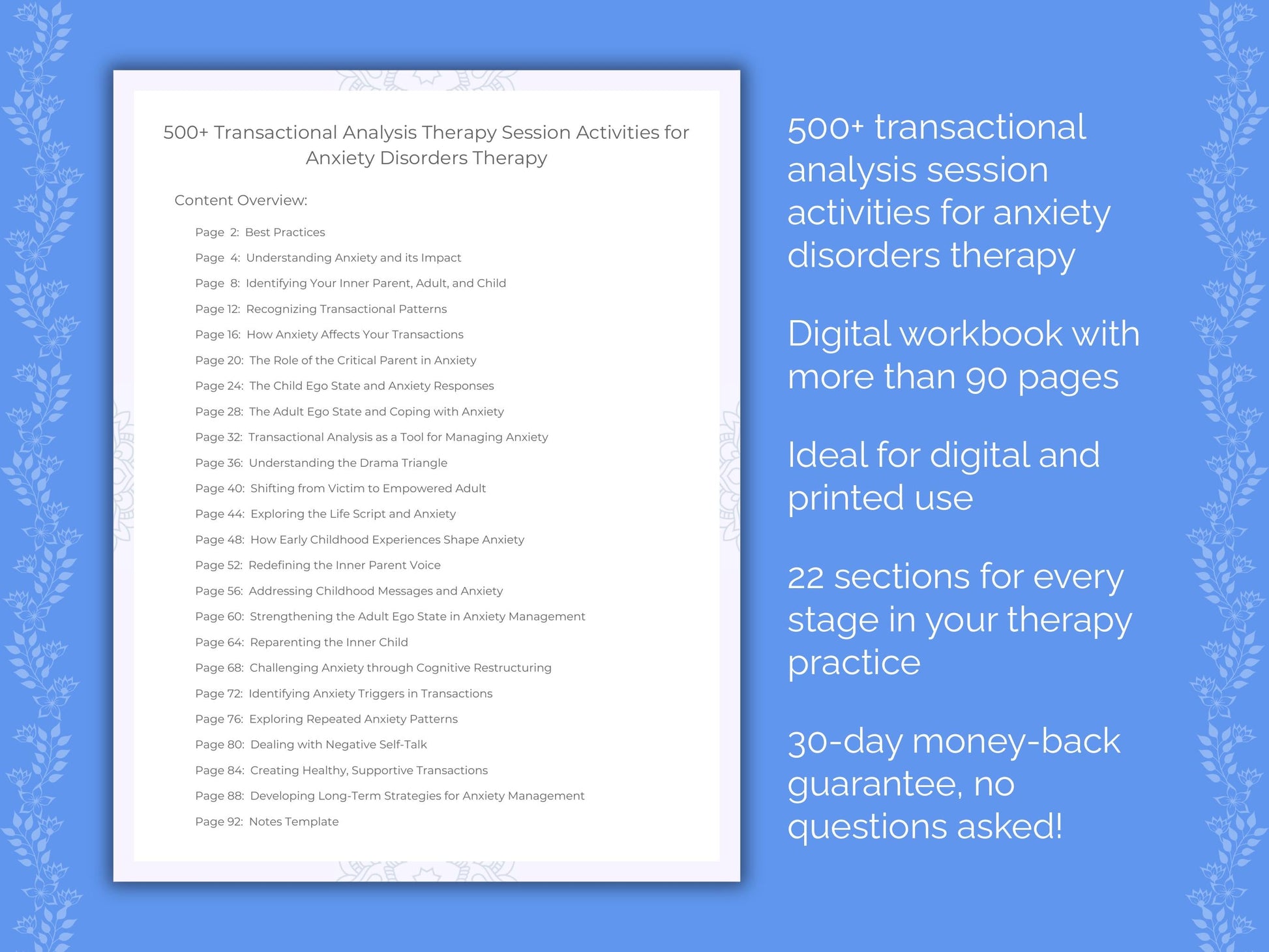 Anxiety Disorders Transactional Analysis Therapist Worksheets