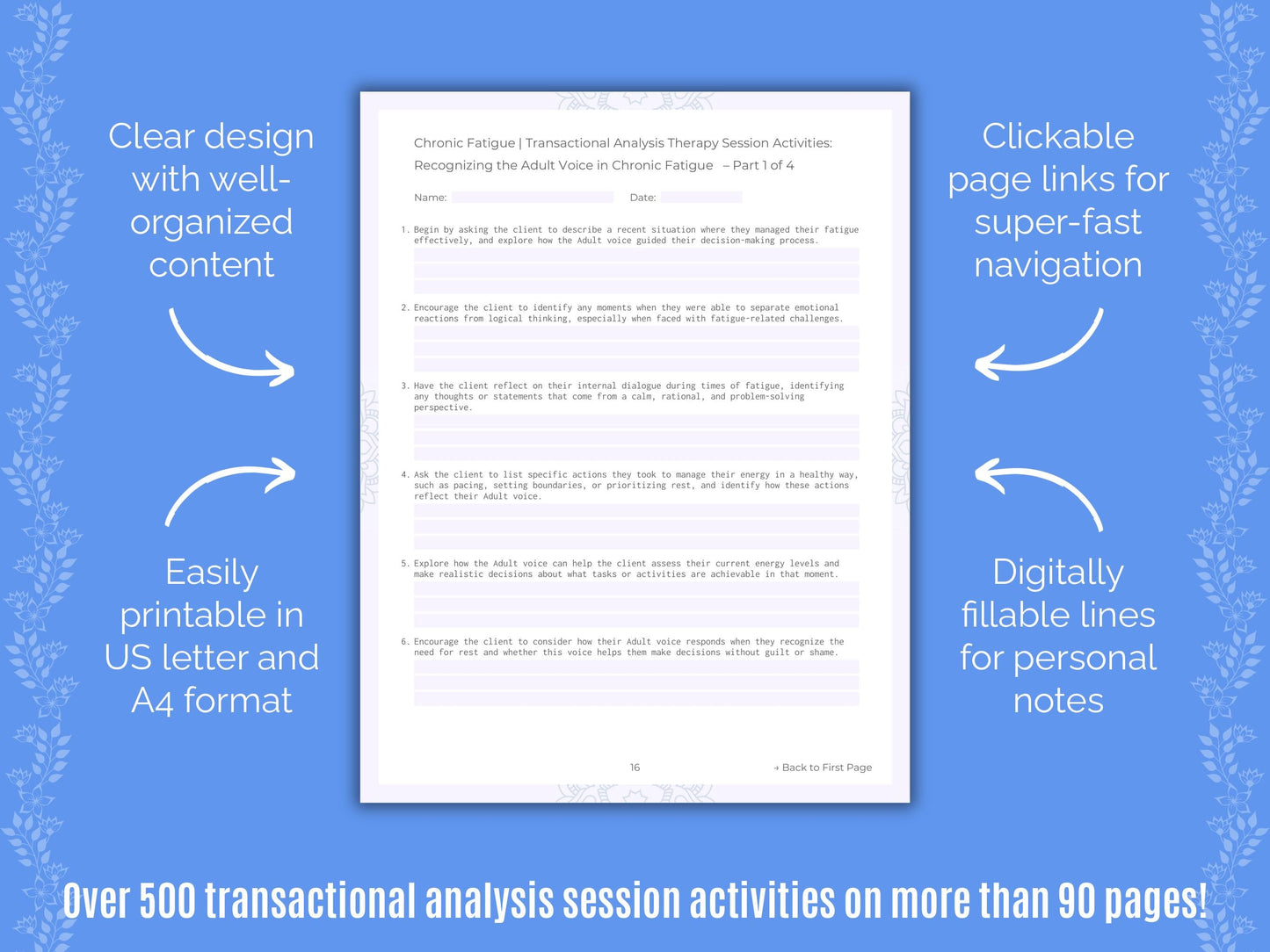 Chronic Fatigue Transactional Analysis Counseling Templates