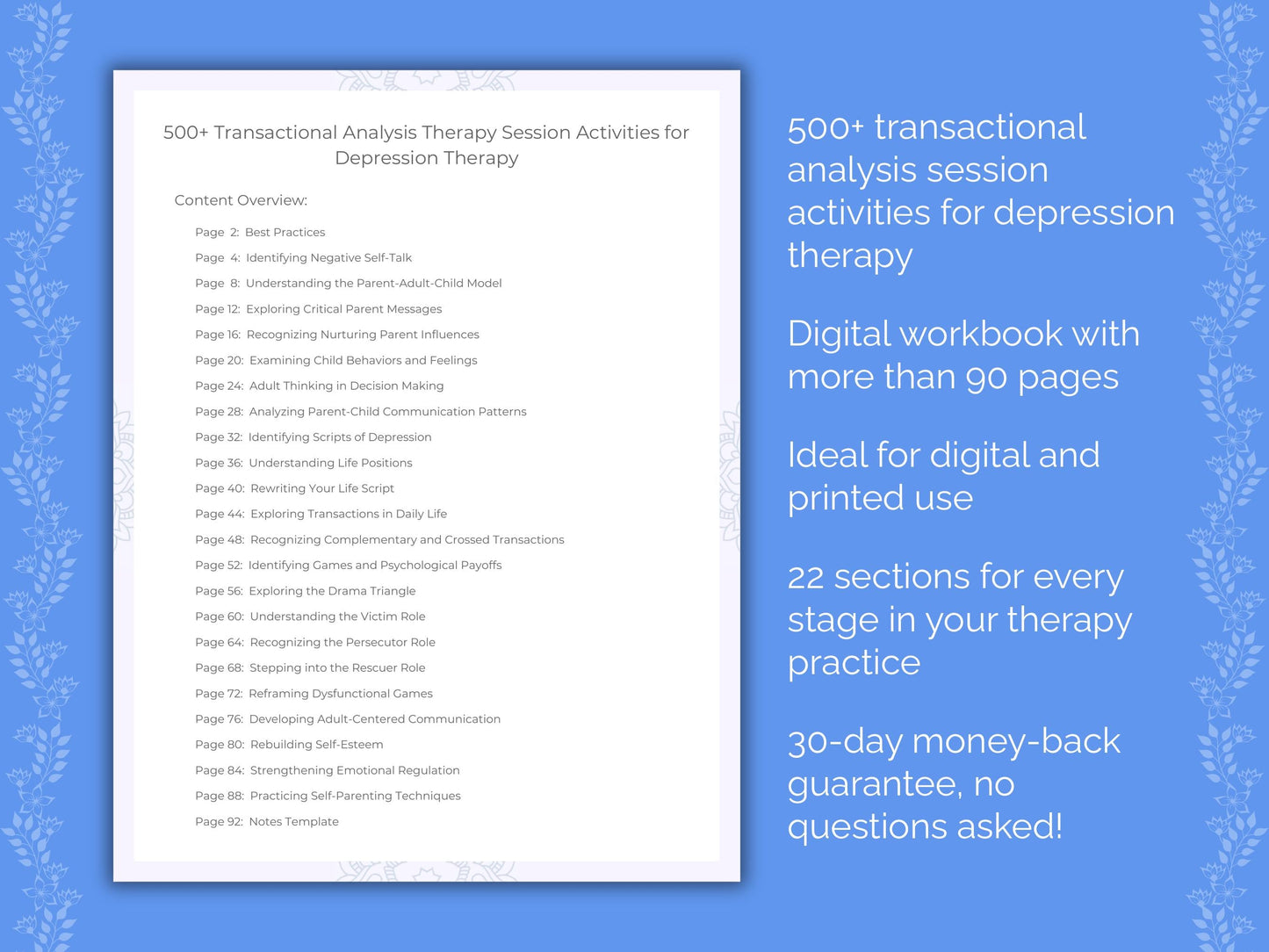 Depression Transactional Analysis Therapist Worksheets