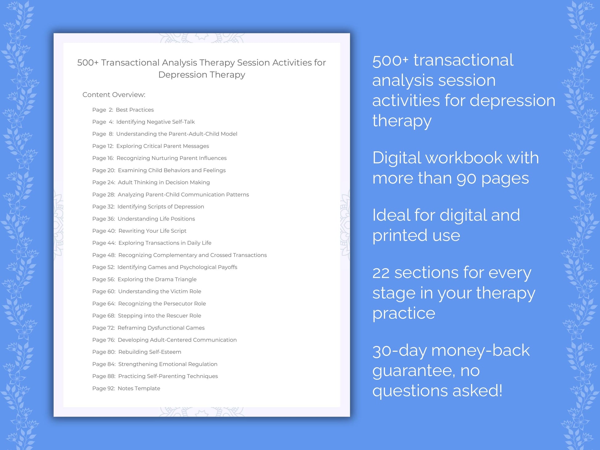 Depression Transactional Analysis Therapist Worksheets