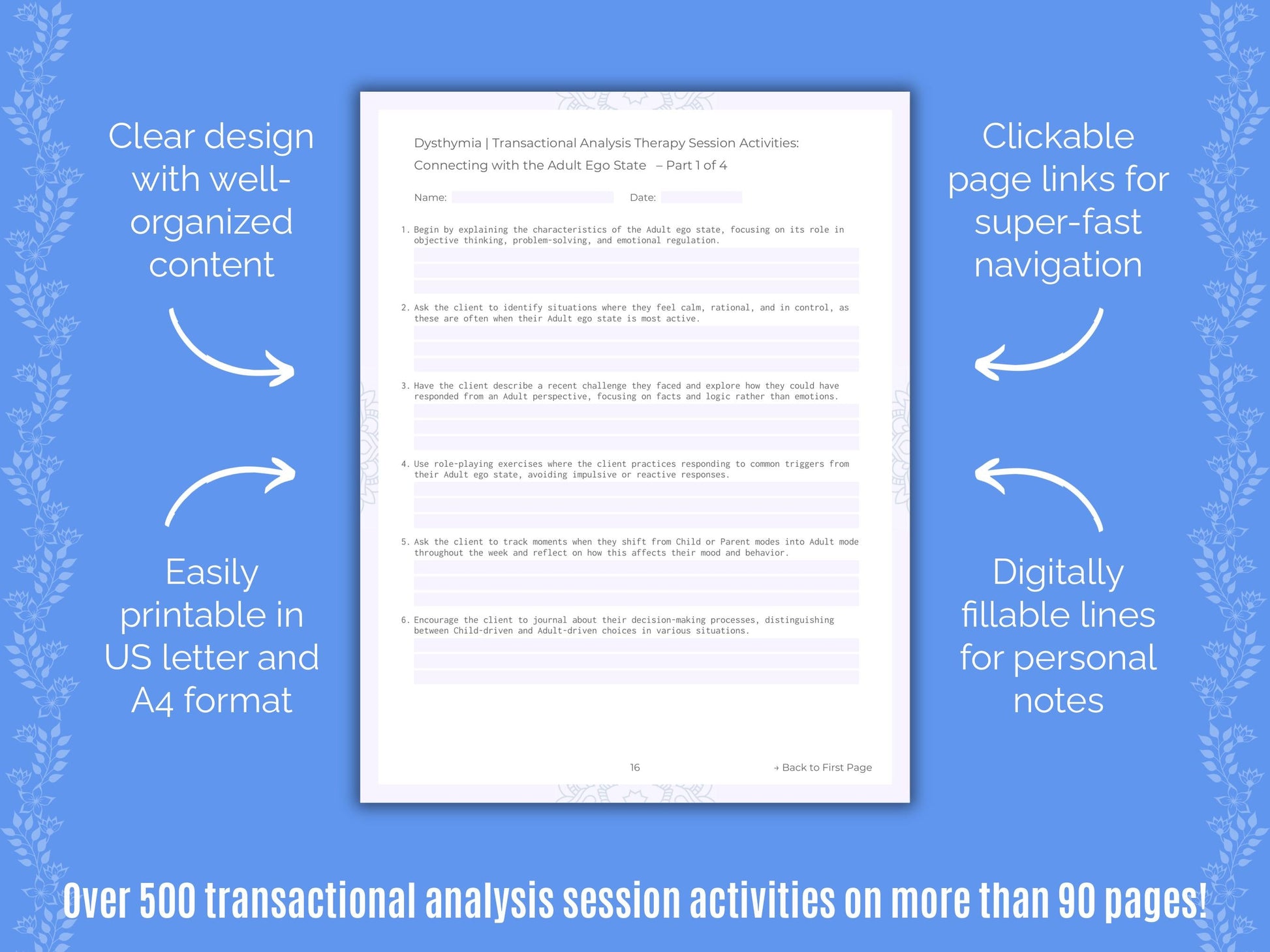 Dysthymia Transactional Analysis Counseling Templates