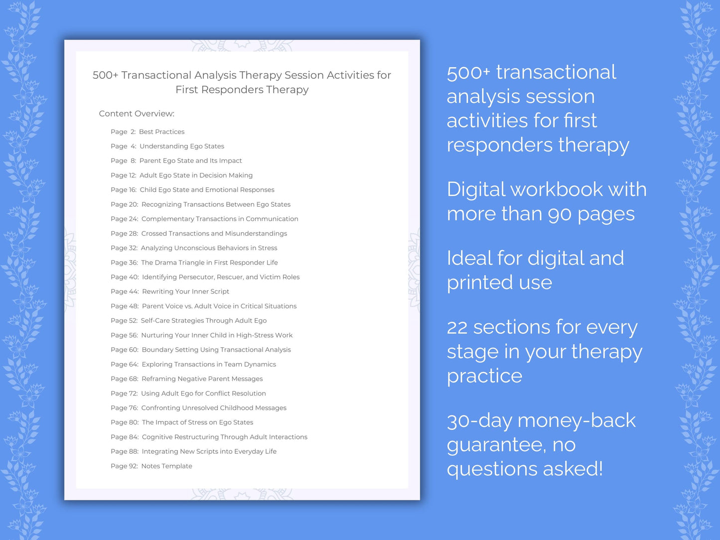 First Responders Transactional Analysis Therapist Worksheets