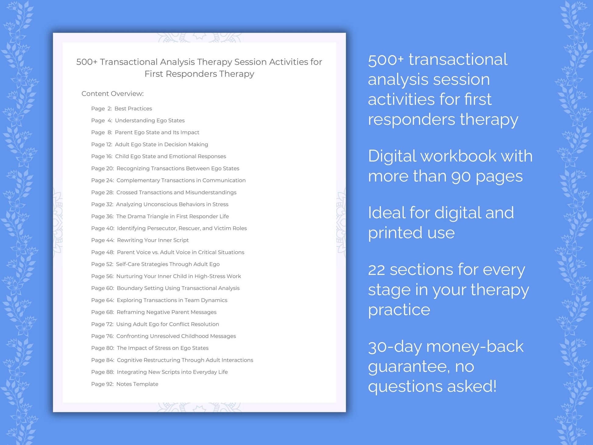 First Responders Transactional Analysis Therapist Worksheets