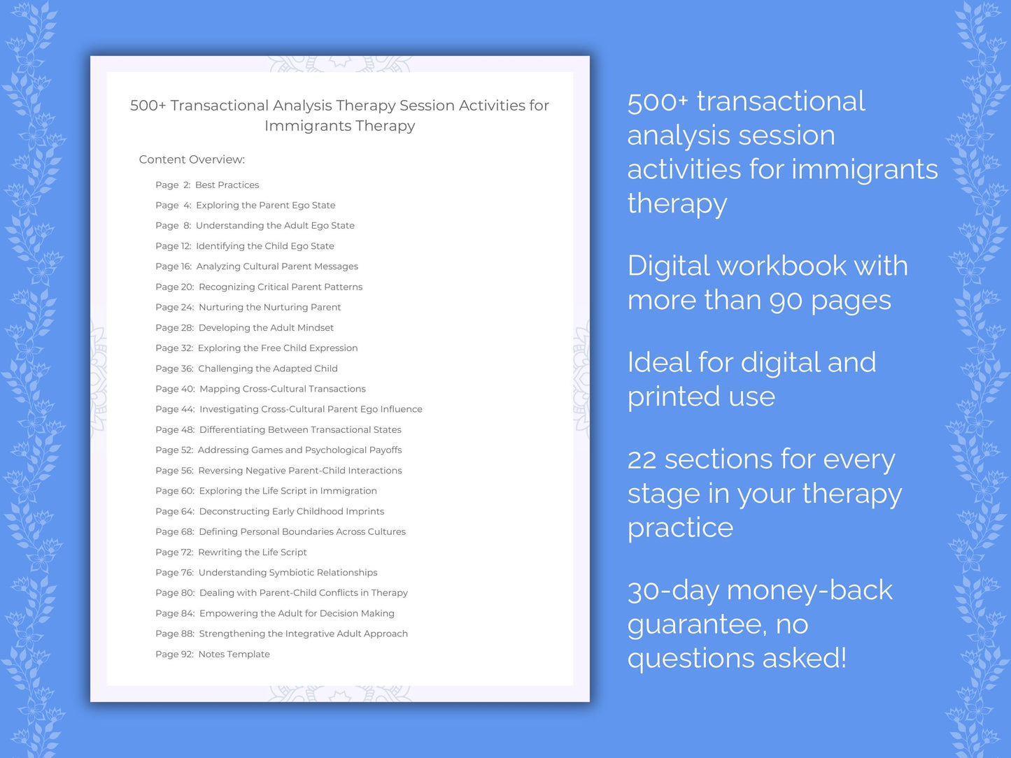 Immigrants Transactional Analysis Therapist Worksheets