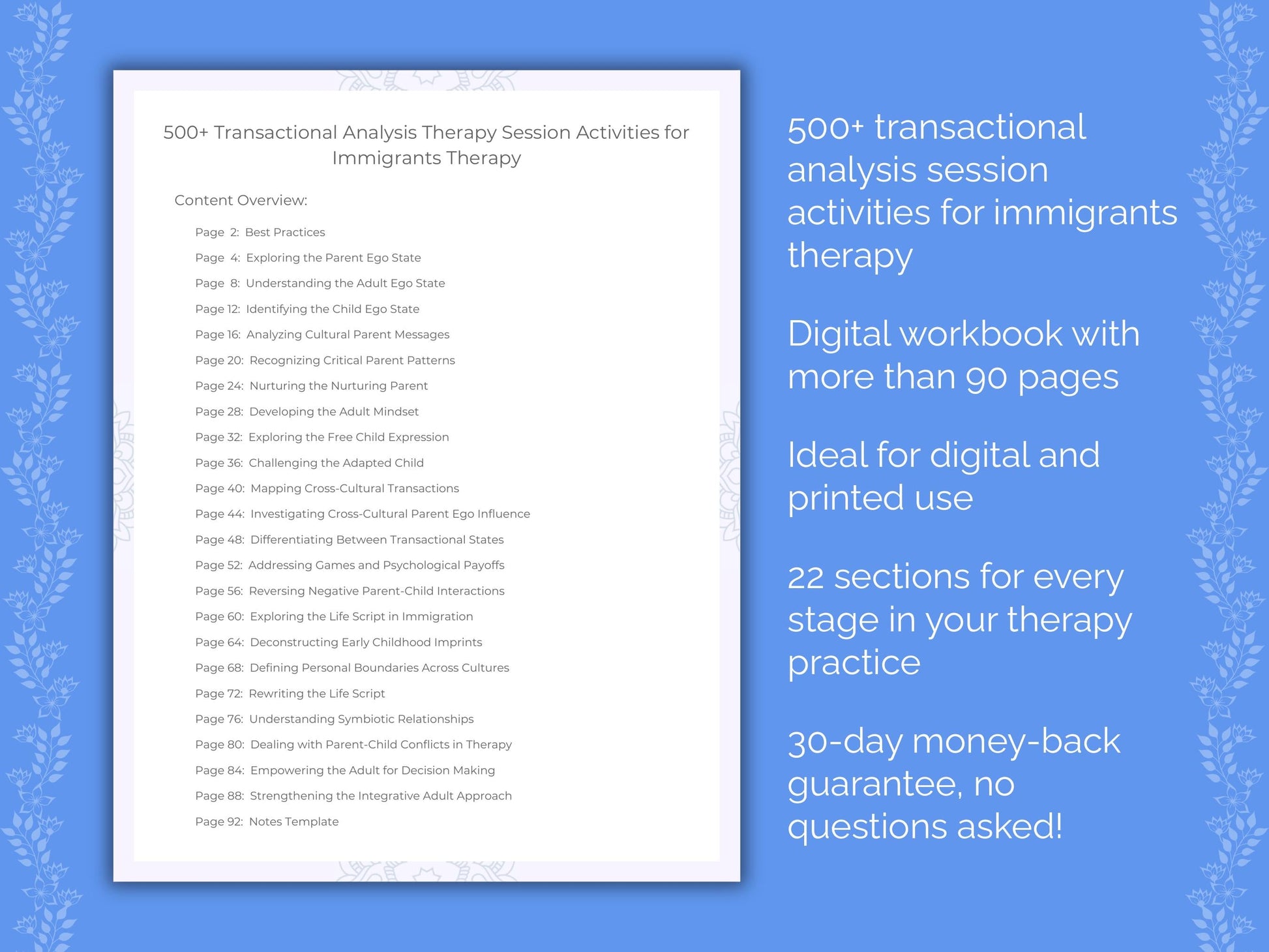 Immigrants Transactional Analysis Therapist Worksheets