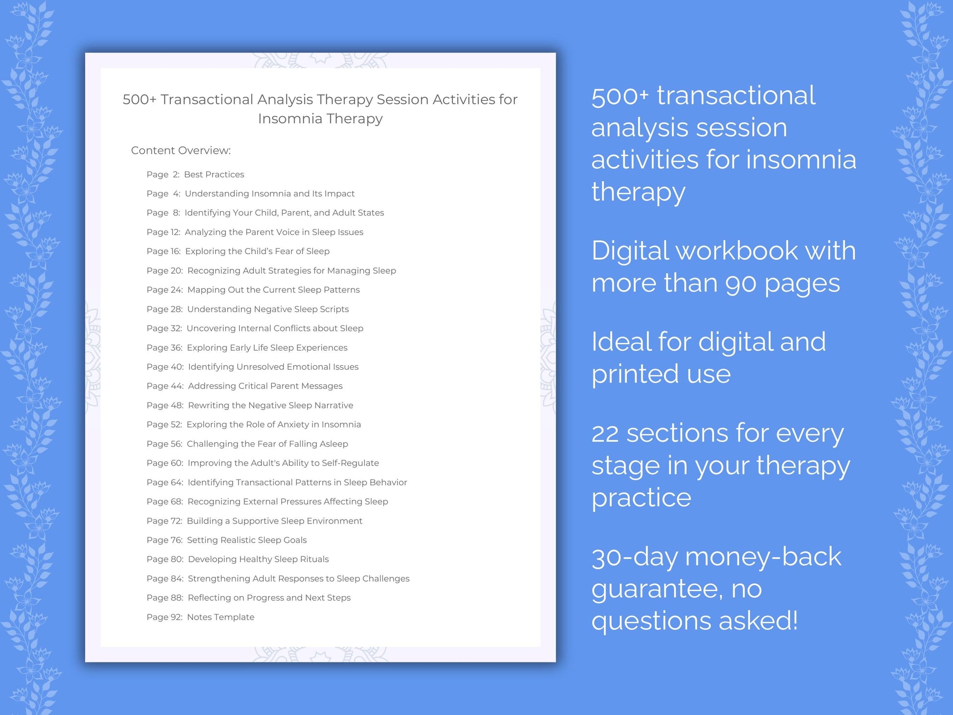 Insomnia Transactional Analysis Therapist Worksheets