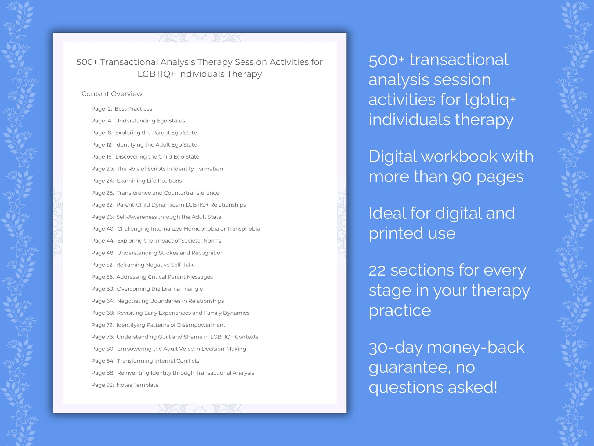 LGBTIQ+ Individuals Transactional Analysis Therapist Worksheets