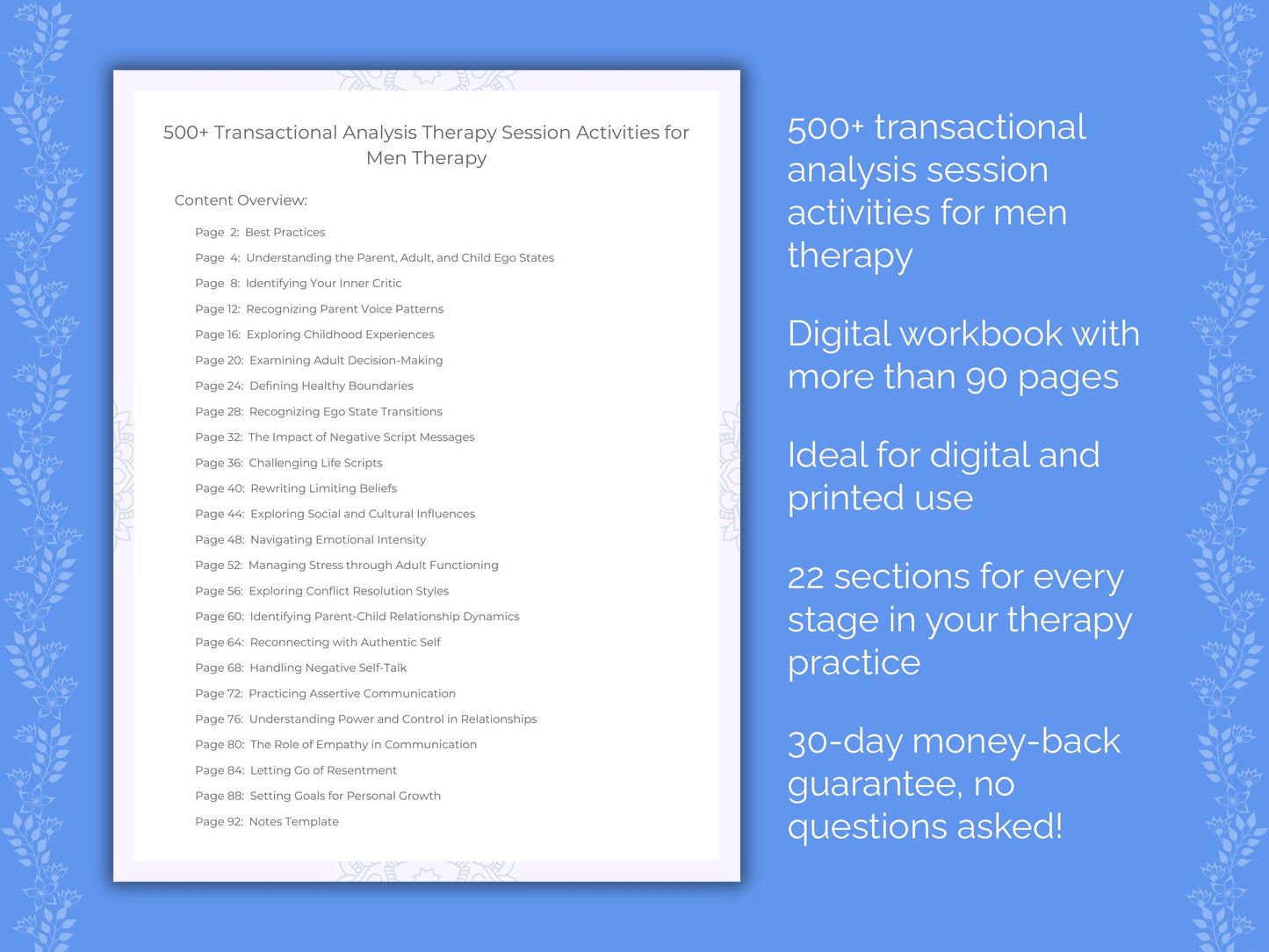 Men Transactional Analysis Therapist Worksheets