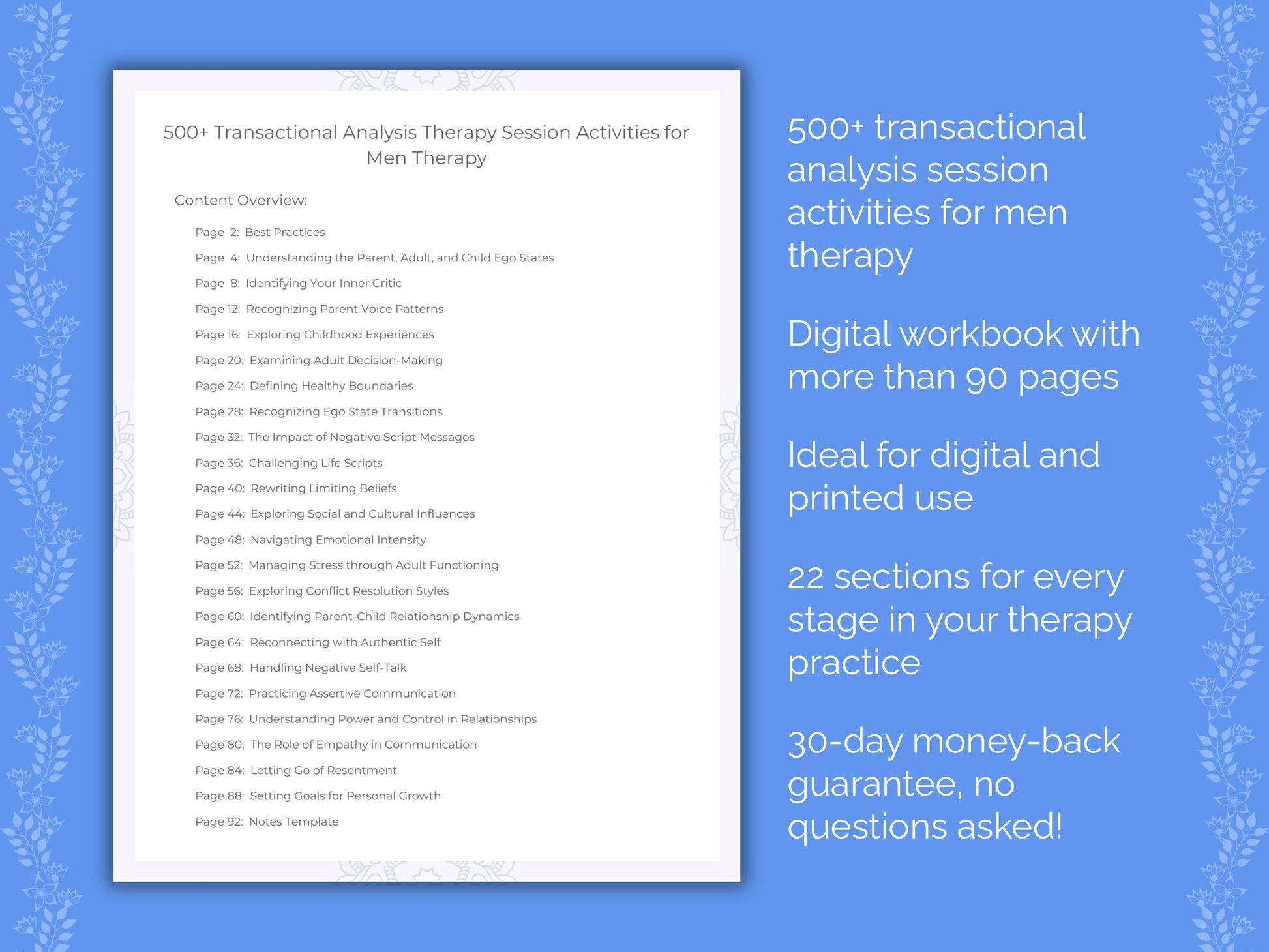 Men Transactional Analysis Therapist Worksheets