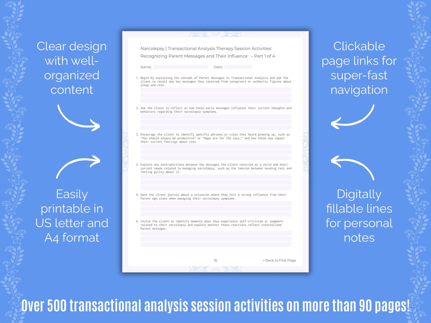 Narcolepsy Transactional Analysis Counseling Templates