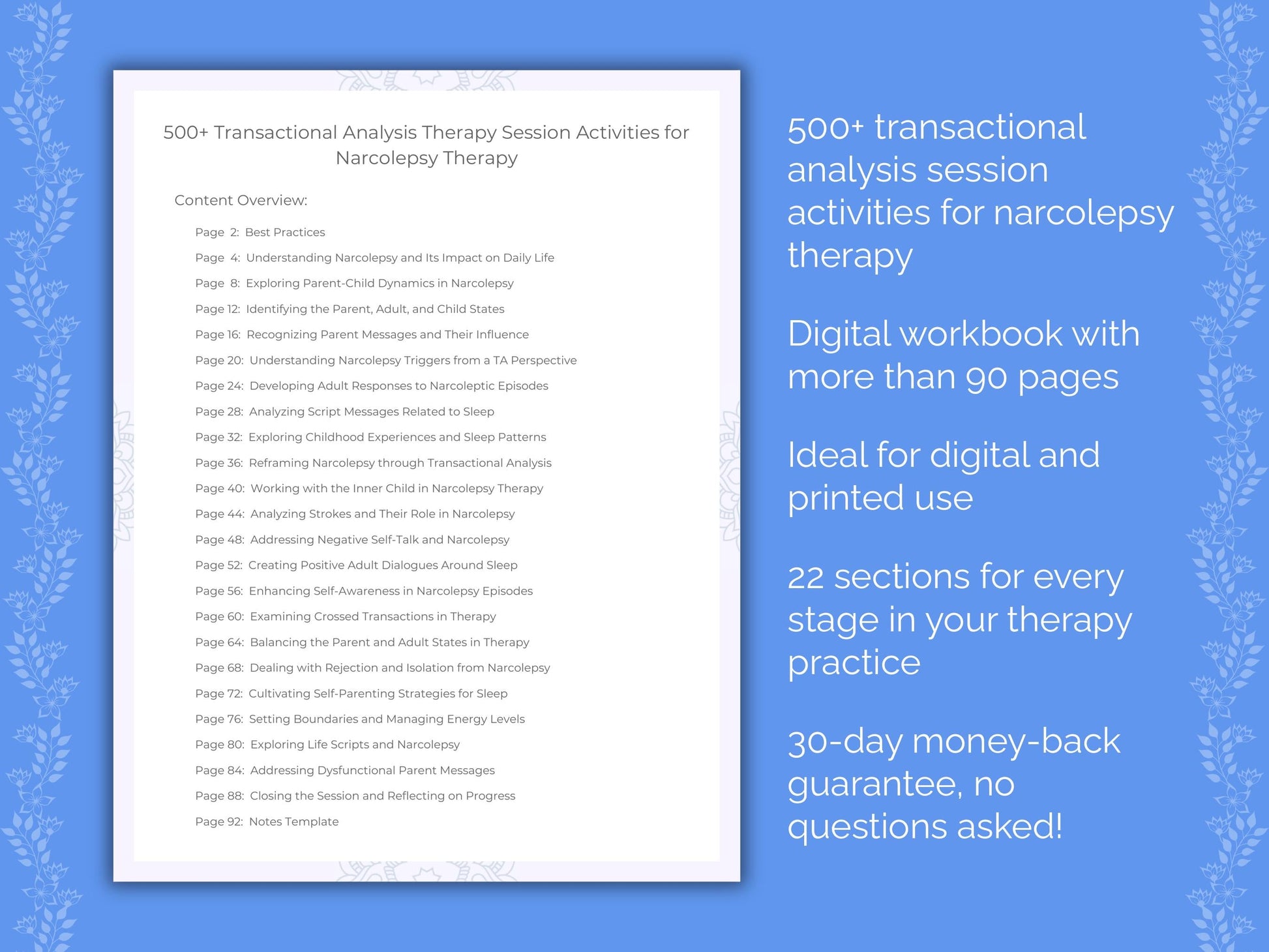 Narcolepsy Transactional Analysis Therapist Worksheets