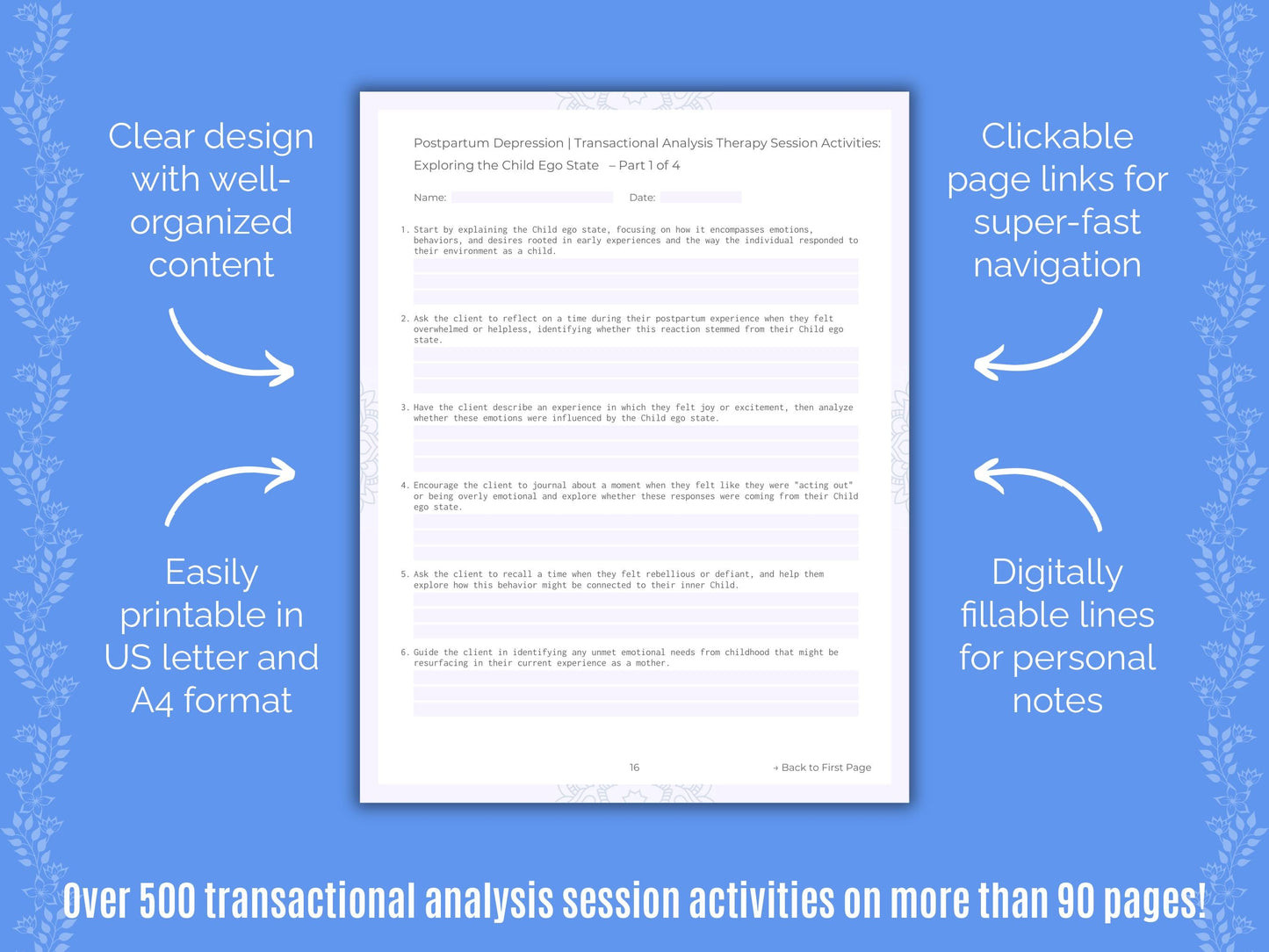 Postpartum Depression Transactional Analysis Counseling Templates