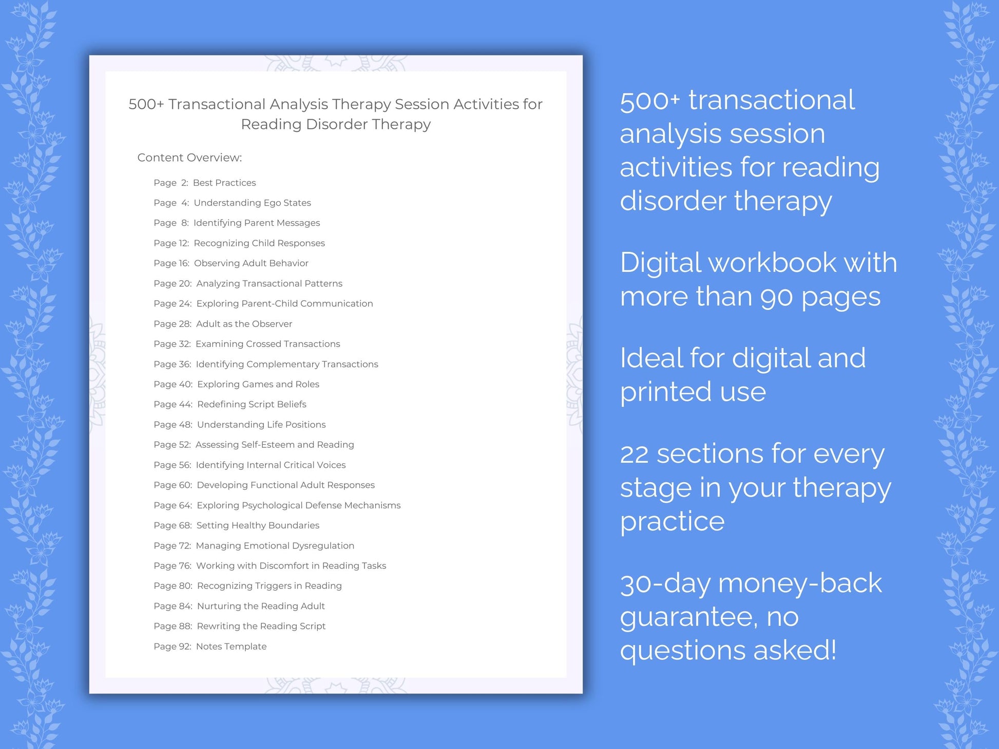 Reading Disorder Transactional Analysis Therapist Worksheets