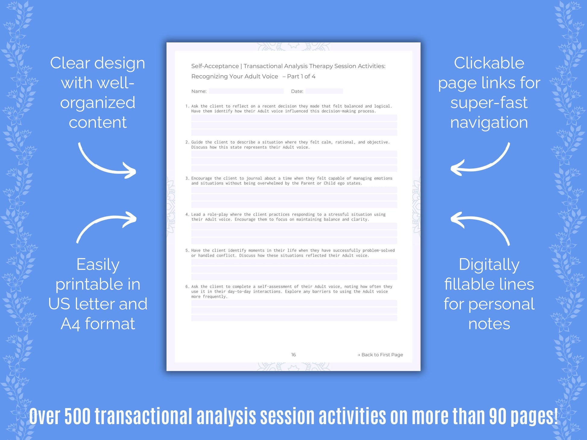 Self-Acceptance Transactional Analysis Counseling Templates