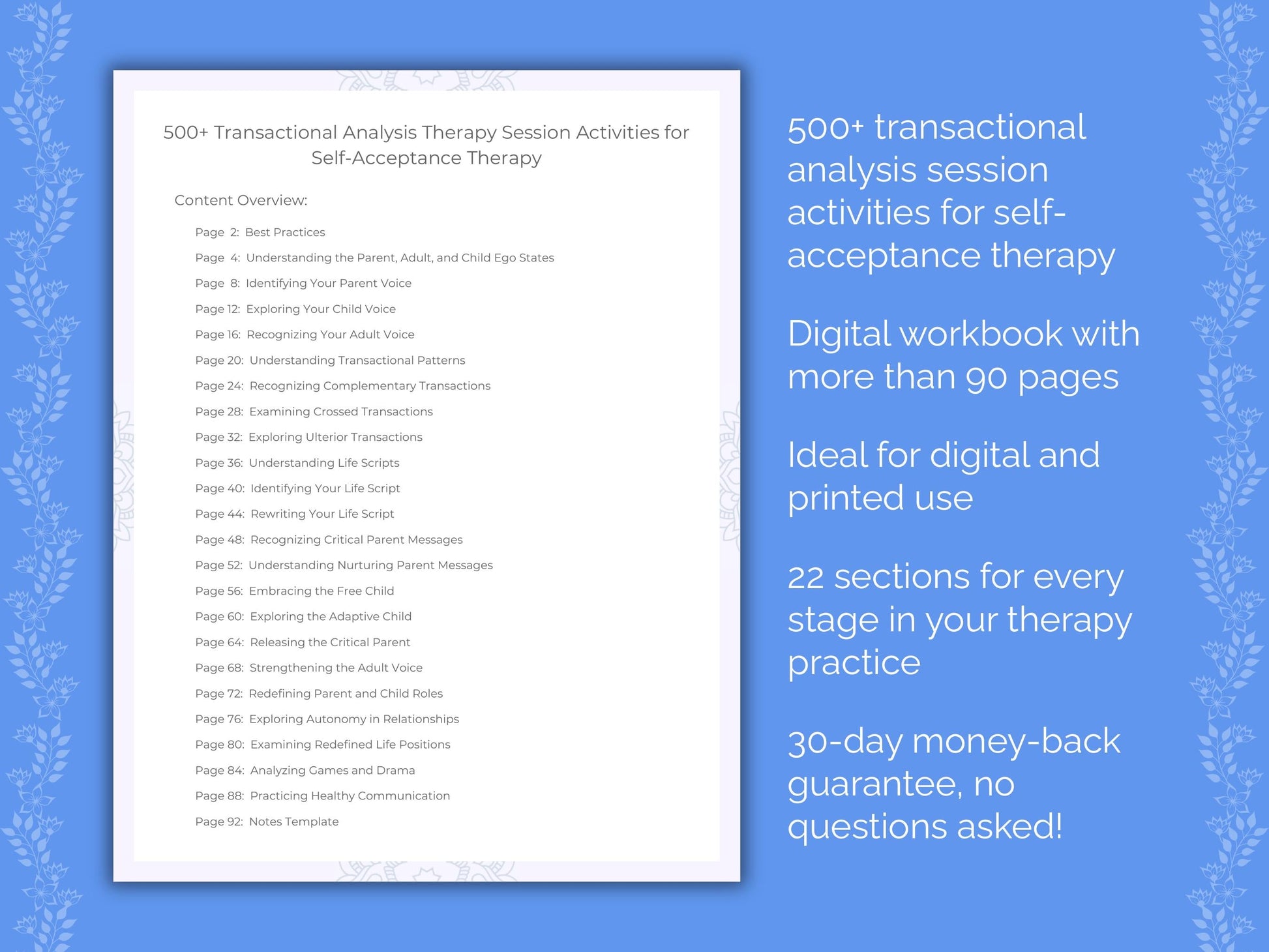 Self-Acceptance Transactional Analysis Therapist Worksheets